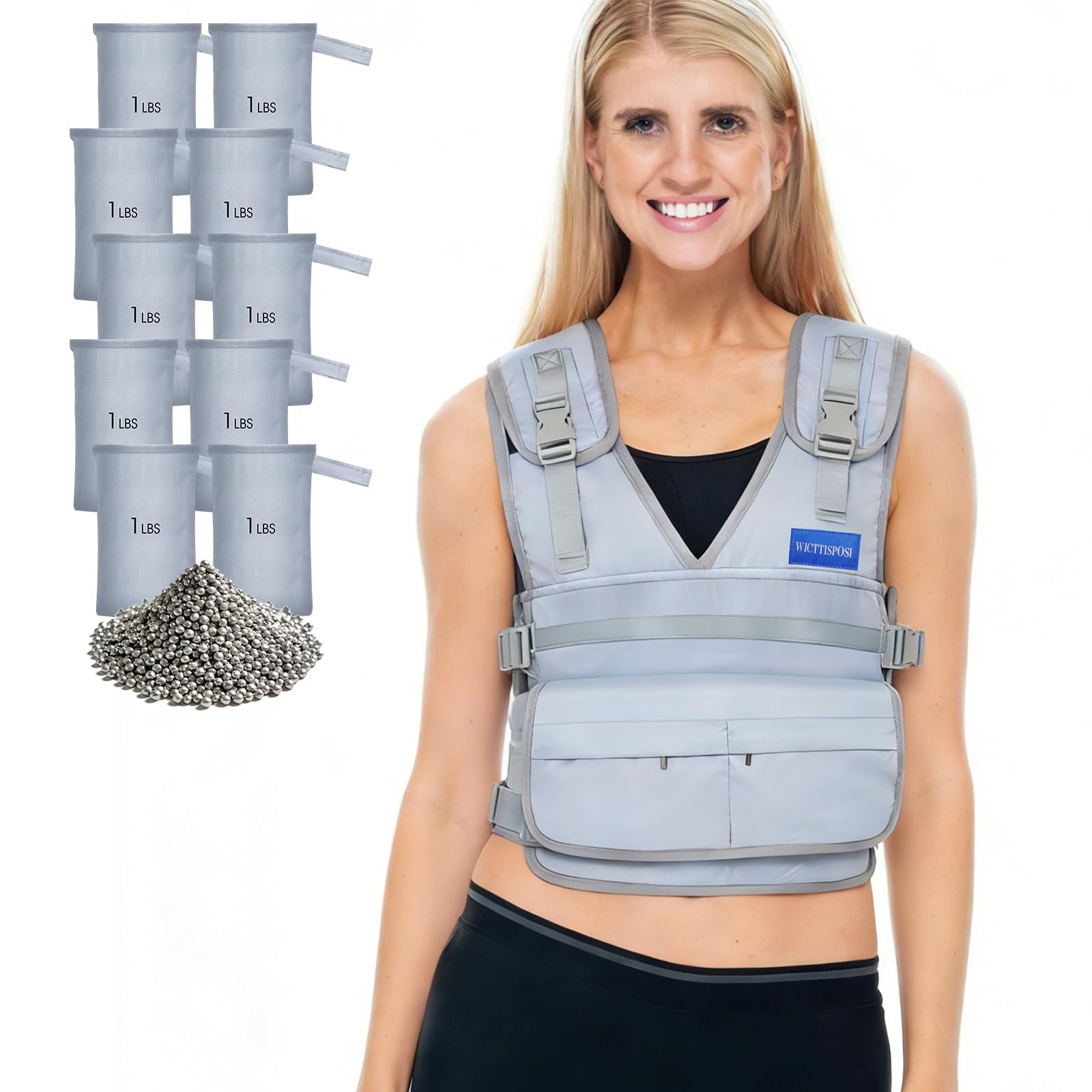 Adjustable Washable Weighted Vest for Women Men, Flexible Cushioning &amp; 4-Layer Breathable Fabric, V-Neck for Walking, Running &amp; Strength Training