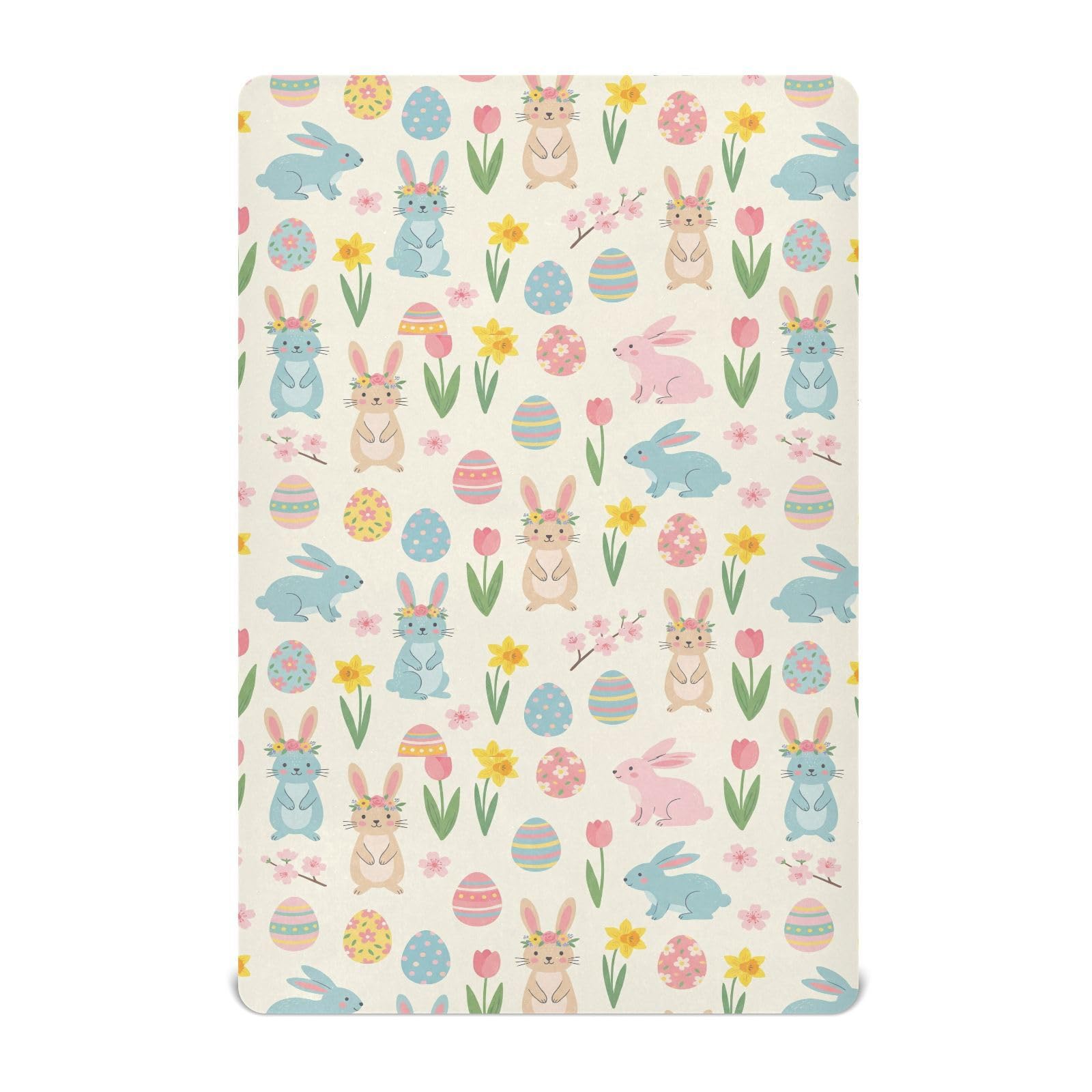 Draps de berceau motif œuf de Pâques Bunny en microfibre 71x132 cm