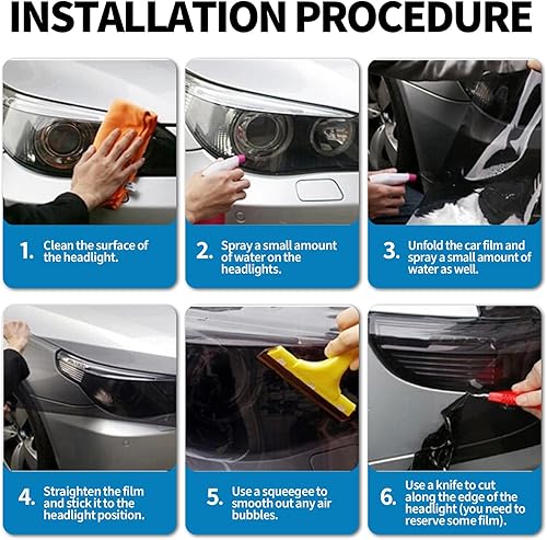 Miniatura 7 de Película de tinte de luz de automóvil, película de tinte de luz antiniebla para faros delanteros, 12 x 48 pulgadas, película protectora de vinilo