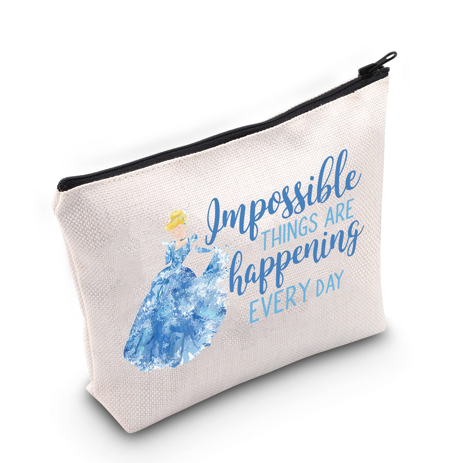 LEVLOCinde Rella Princess Cosmetic Make Up Bag Princess Quote Gift Impossible Things Are Happening Every Day Make Up Zipper Pouch Bag (Impossible Things)