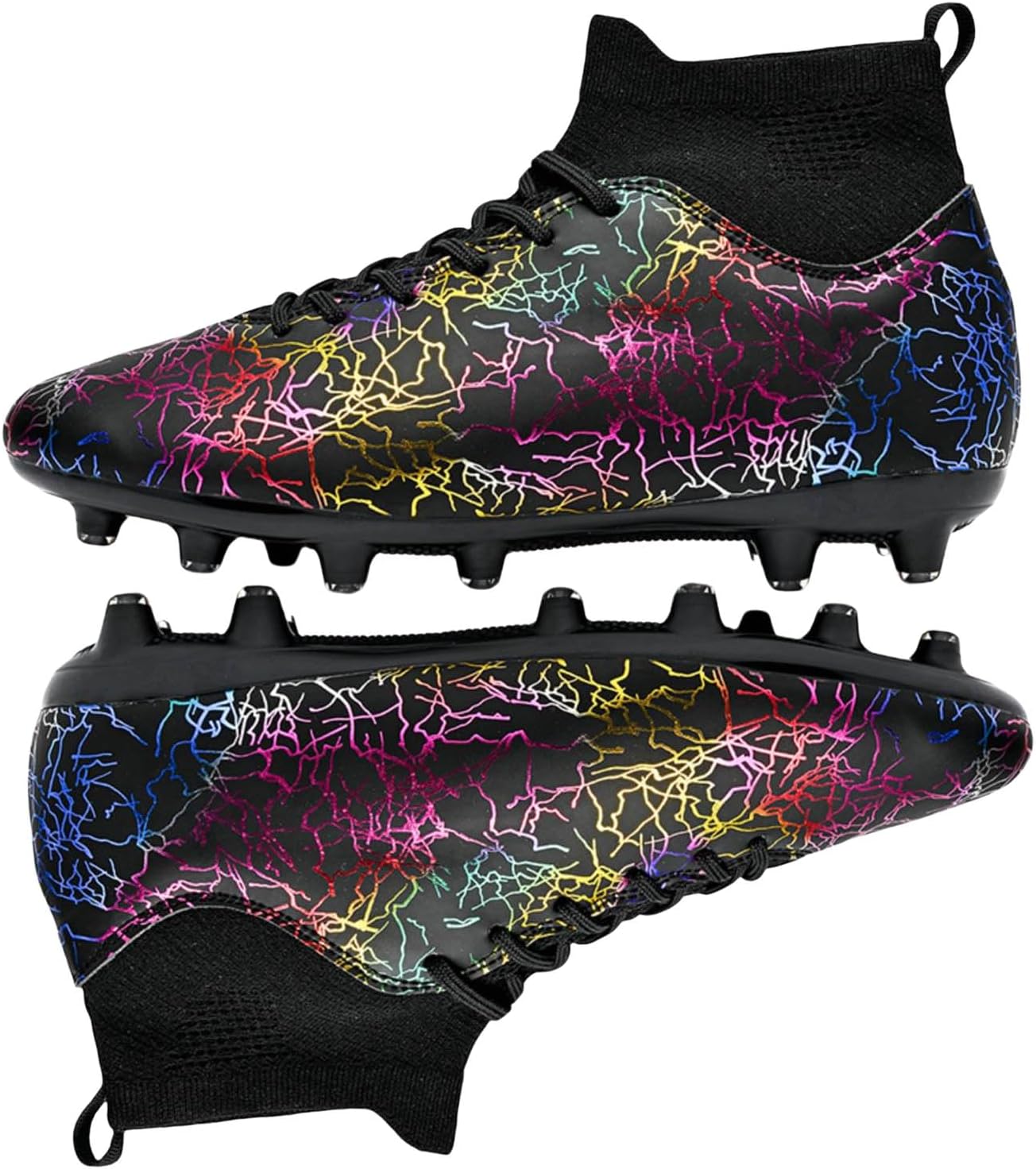 HESBITEUL Soccer Cleats for Men Women Football Turf Boys AG Spikes Youth High Top Firm Ground Big Kids Soccer Sneaker
