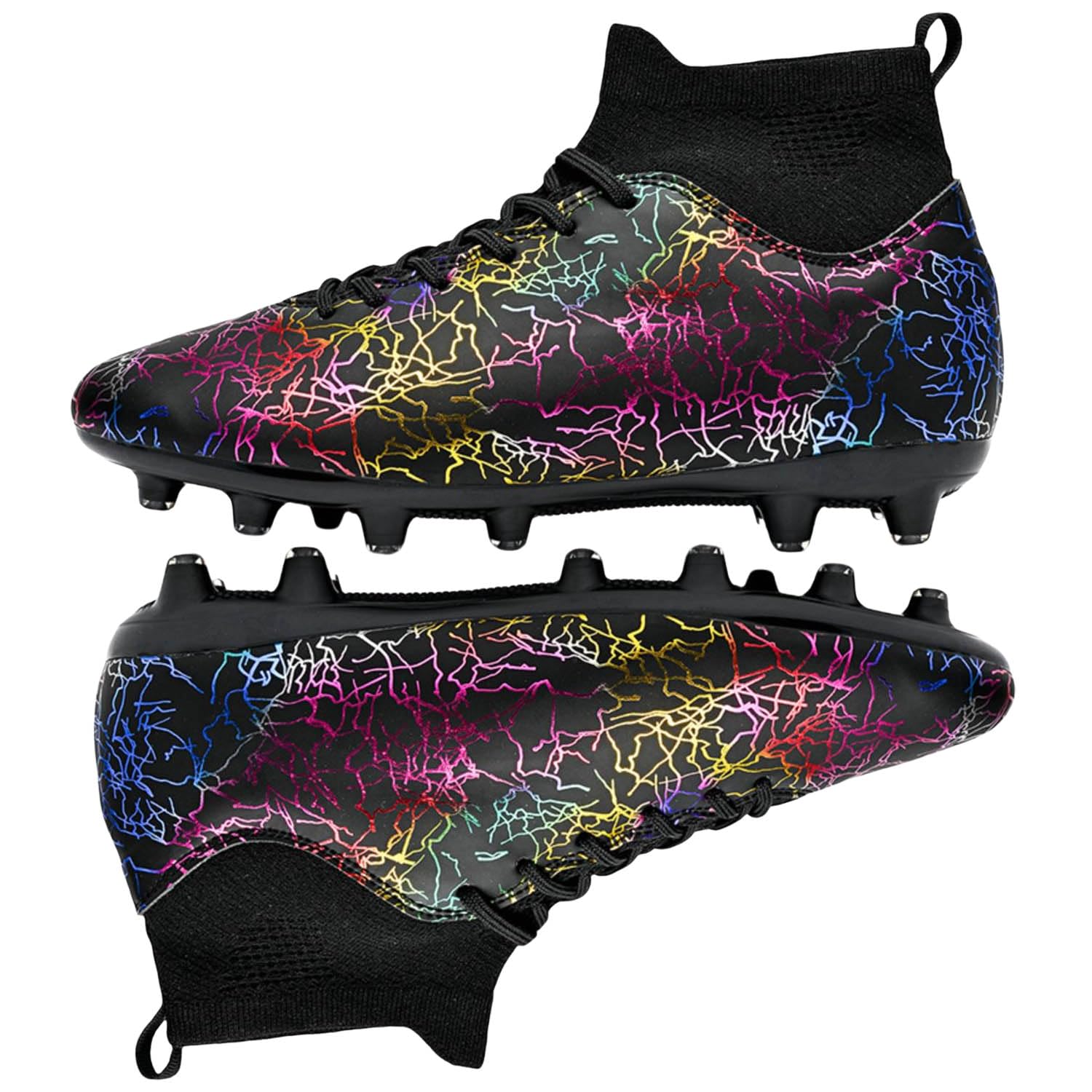 HESBITEUL Soccer Cleats for Men Women Football Turf Boys AG Spikes Youth High Top Firm Ground Big Kids Soccer Sneaker