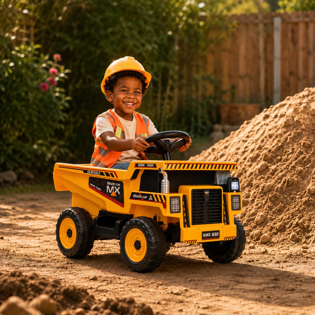Camión Volquete Eléctrico Infantil 12V ATAA Sand con Mando Remoto | Amarillo – Música, Bluetooth y luces LED