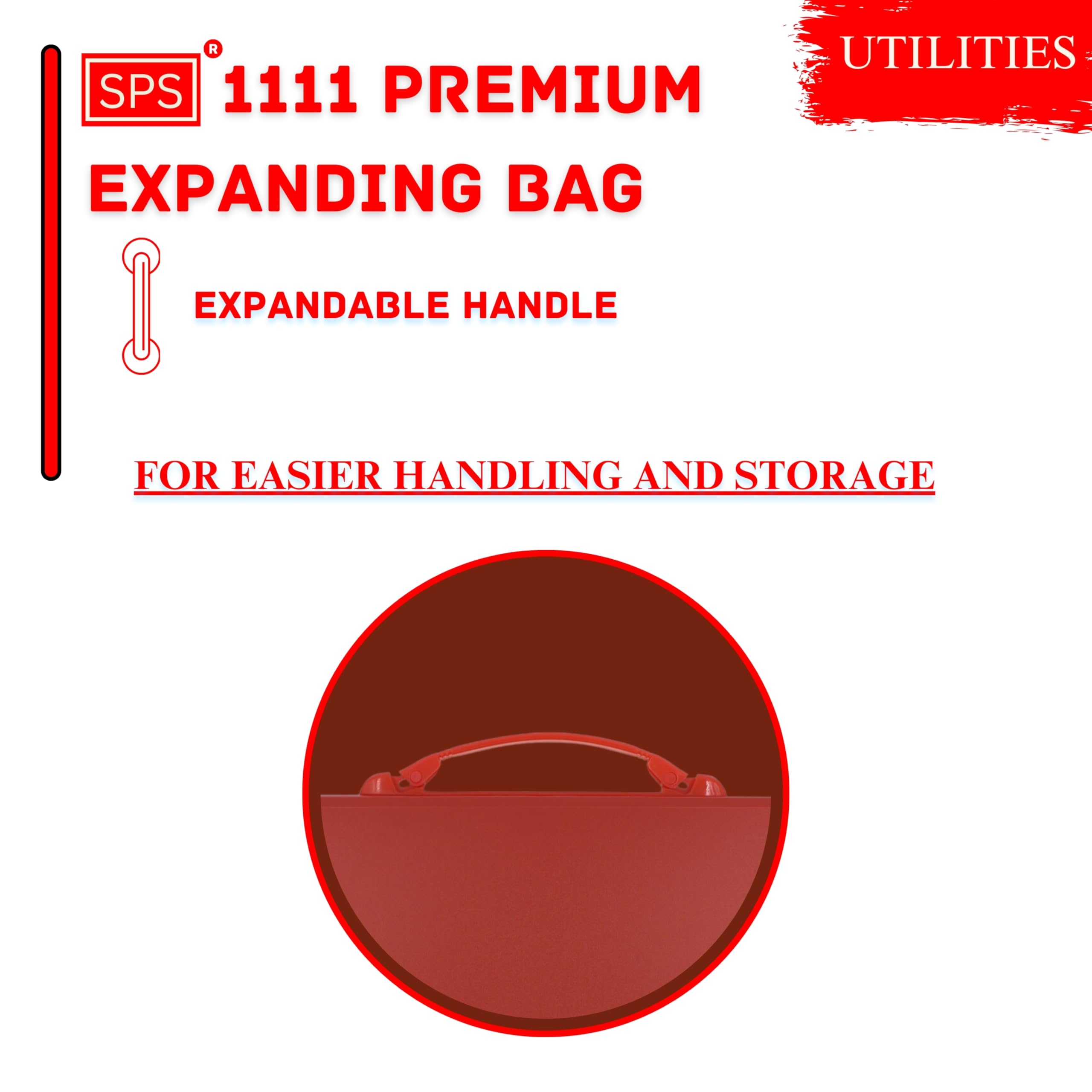 SPS Cartella portadocumenti espandibile con 13 tasche con chiusura a fibbia, indice etichette e maniglia per documenti A4/protocollo/legali (rosso)
