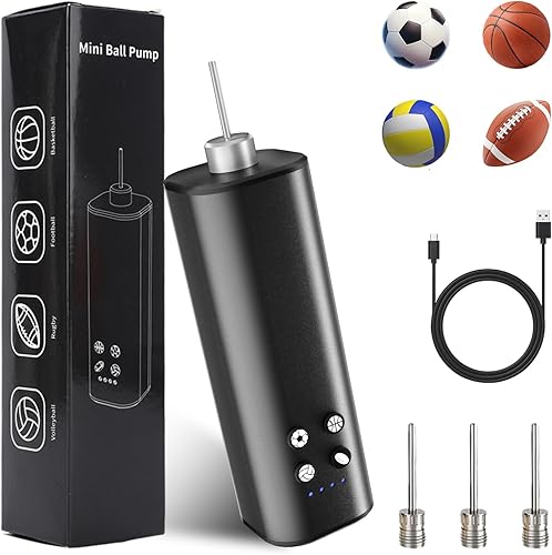 Bomba de bola eléctrica para pelotas deportivas, bomba de aire inteligente, inflado rápido portátil, 4 modos preestablecidos, bomba de aire de