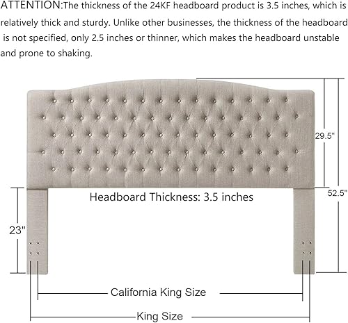 Miniatura 32 de 24KF Cabecera tapizada con terciopelo con diseño de botones capitoné, tamaño Queen/Matrimonial, cómoda, a la moda, acolchada, color rubor