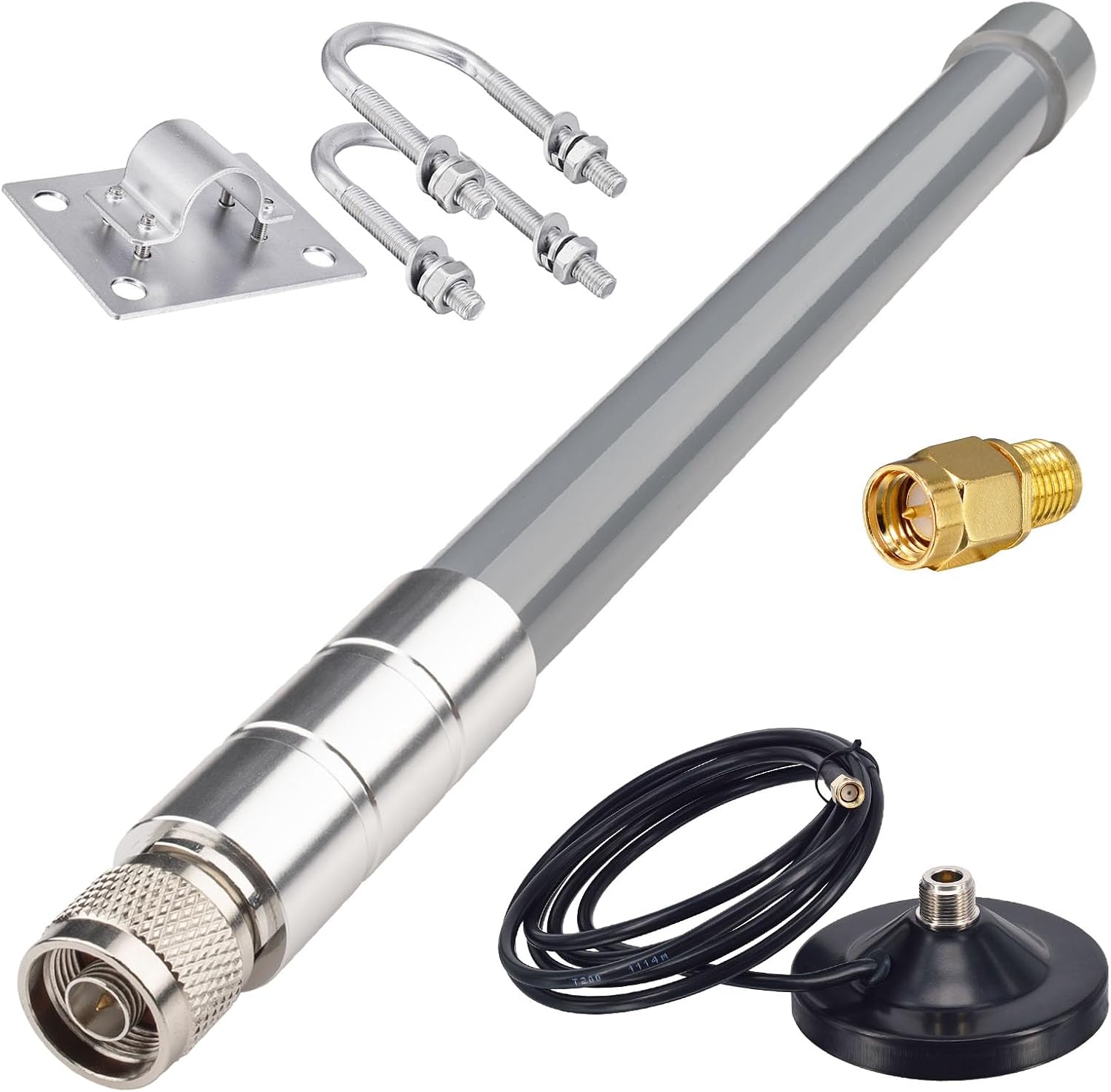 5GHz Wi-Fi 6 Antenna 3dBi Omnidirectional, IP67 Waterproof 5150-5850MHz Fiberglass Antenna with Strong Magnetic Base & 10ft Cable, SMA Adapters for Routers, Access Points, Marine and RV