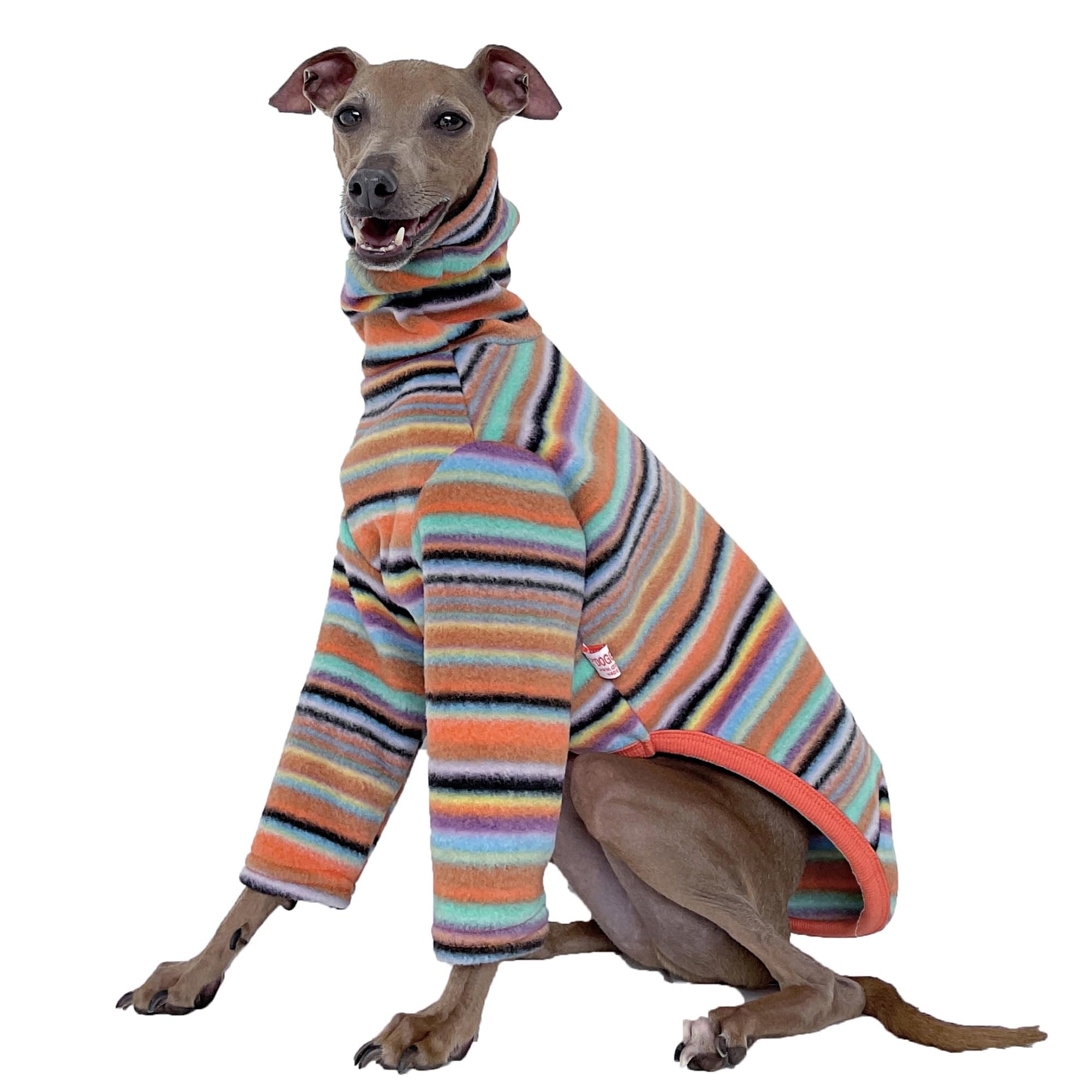 D Doggy Star Italian Greyhound Clothes Polar Fleece Sweater T Shirts Whippet for Dogs (2XL,Polar Rainbow)