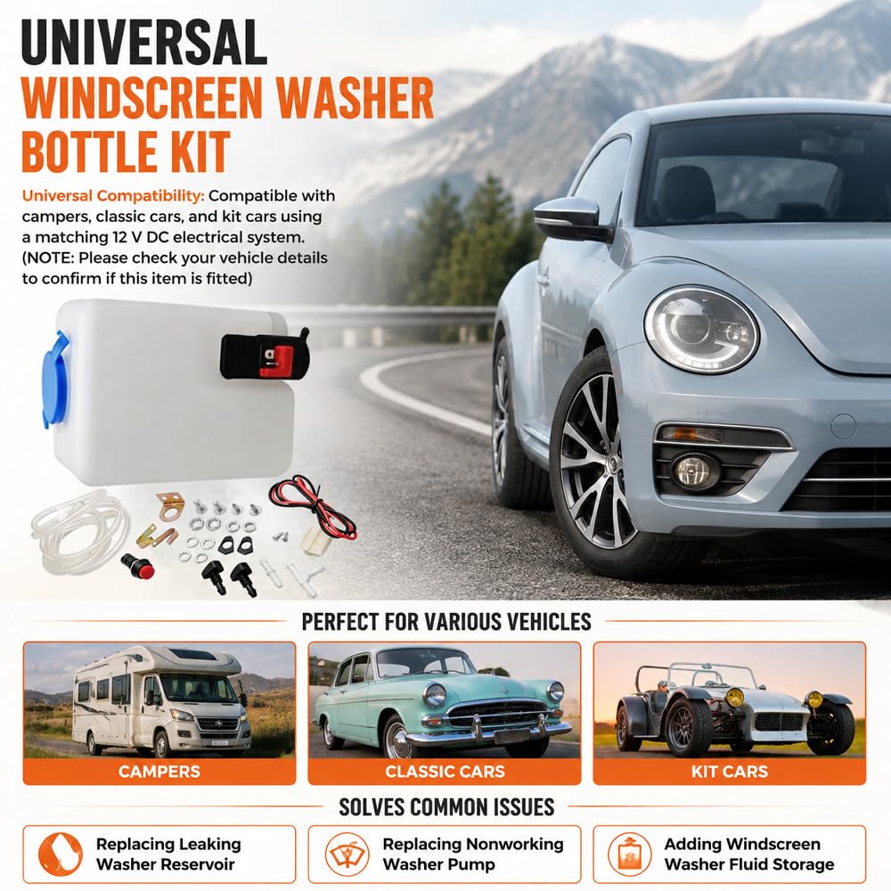 Uniwersalny zestaw do spryskiwaczy szyby przedniej, 1,5 l 12 V DC