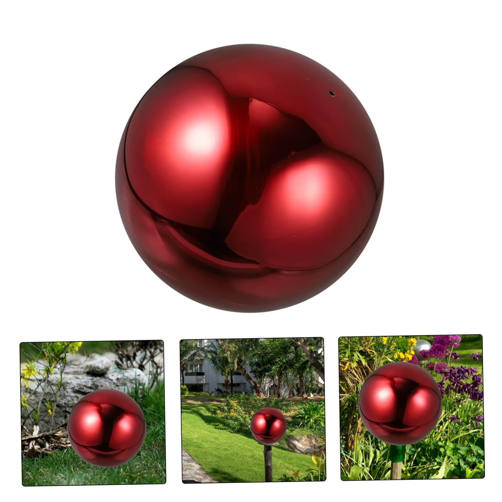 Sfera Design Semplice in Acciaio Inossidabile Riflettente da Giardino e Lunga Durata Rossa, Decorazione Esterna per Patio