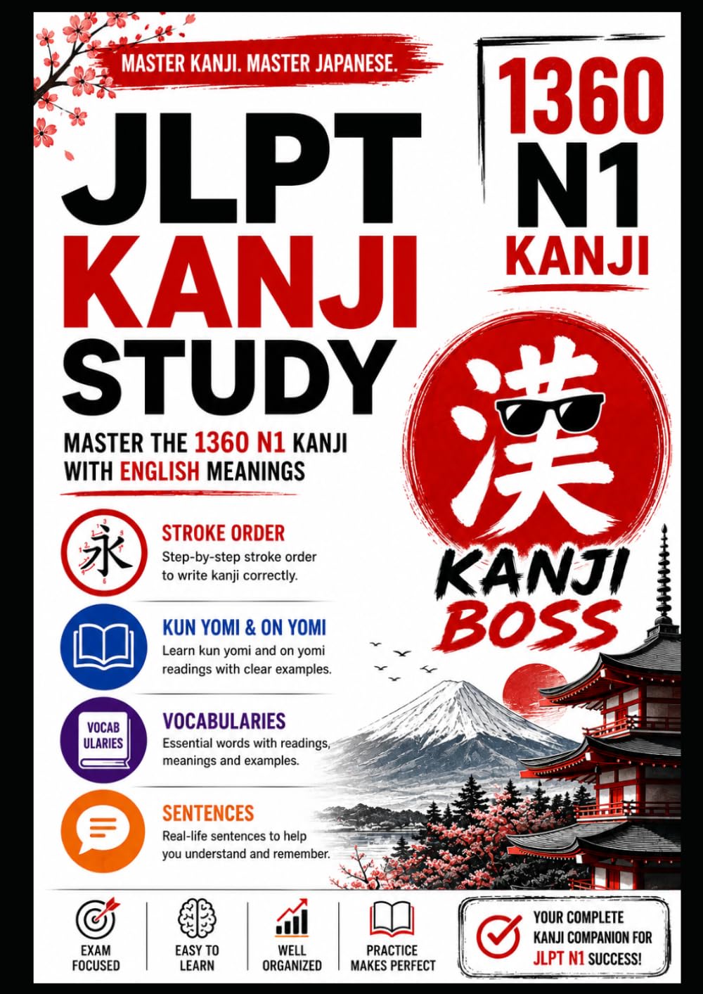 JLPT N1 Kanji Book: 1360 N1 level kanji with vocabulary and example sentences