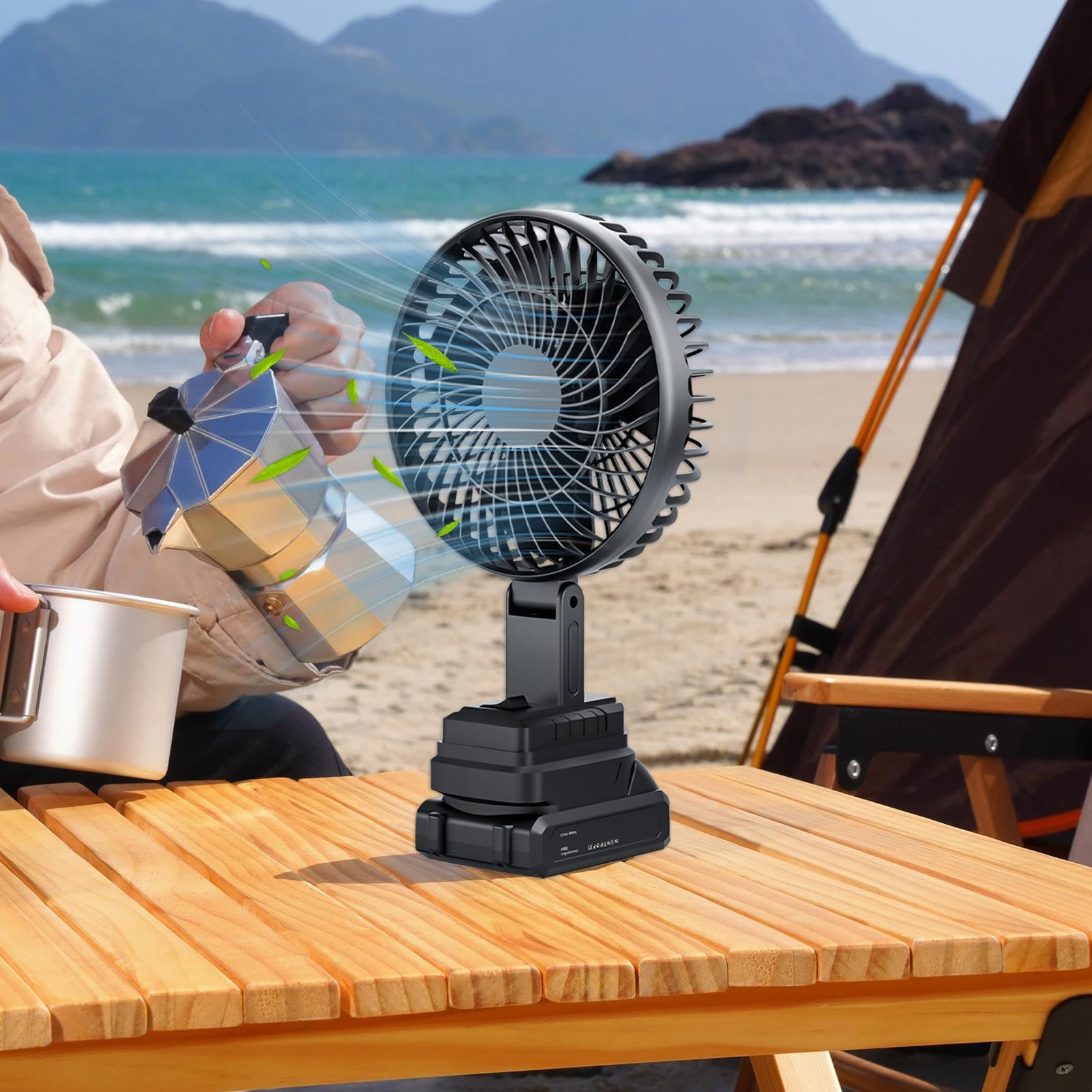 Generico Ventilatore Da Campeggio Ventilatore Portatile A Batteria | Senza Fili Per Tenda Camper Casa Barca E Attività All'aperto