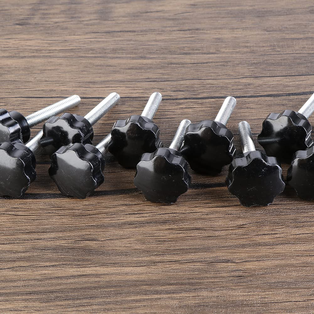 Vegena Vite a Stella M8 x 50 mm con Manico a Morsetto, 10 Pezzi, Dado Nero per Macchina Utensili
