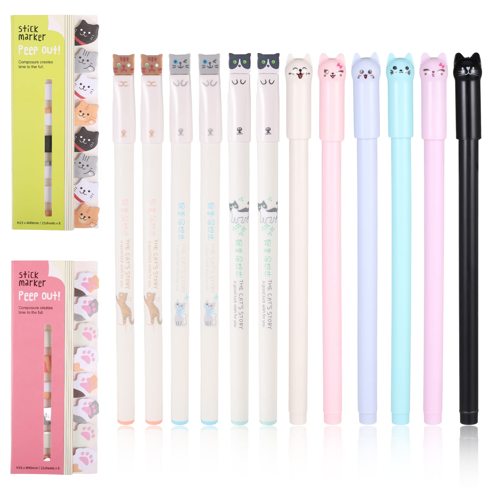 Bolígrafo de gel con forma de gato kawaii, punta fina, individual o juego de 4, tinta negra, artículo novedoso, para amantes de los animales, papelería, bolígrafo bonito, regalo para ella/él Bolígrafo de gel con forma de gato kawaii, punta fina, individual o juego de 4, tinta negra, artículo novedoso, para amantes de los animales, papelería, bolígrafo bonito, regalo para ella/él