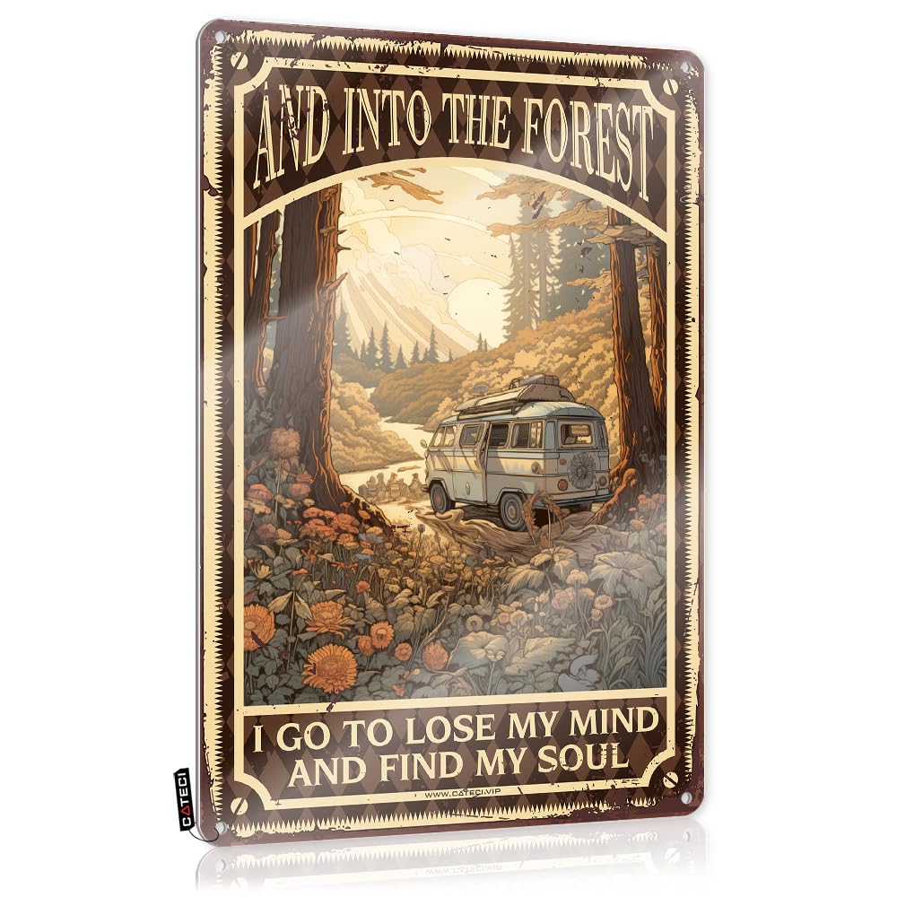 Cool Wall Art Humorous Decore Retirement Gift Into The Forest I Go To Lose My Mind And Find My Soul - Vintage Wall Decor For Saloon(20X30CM)