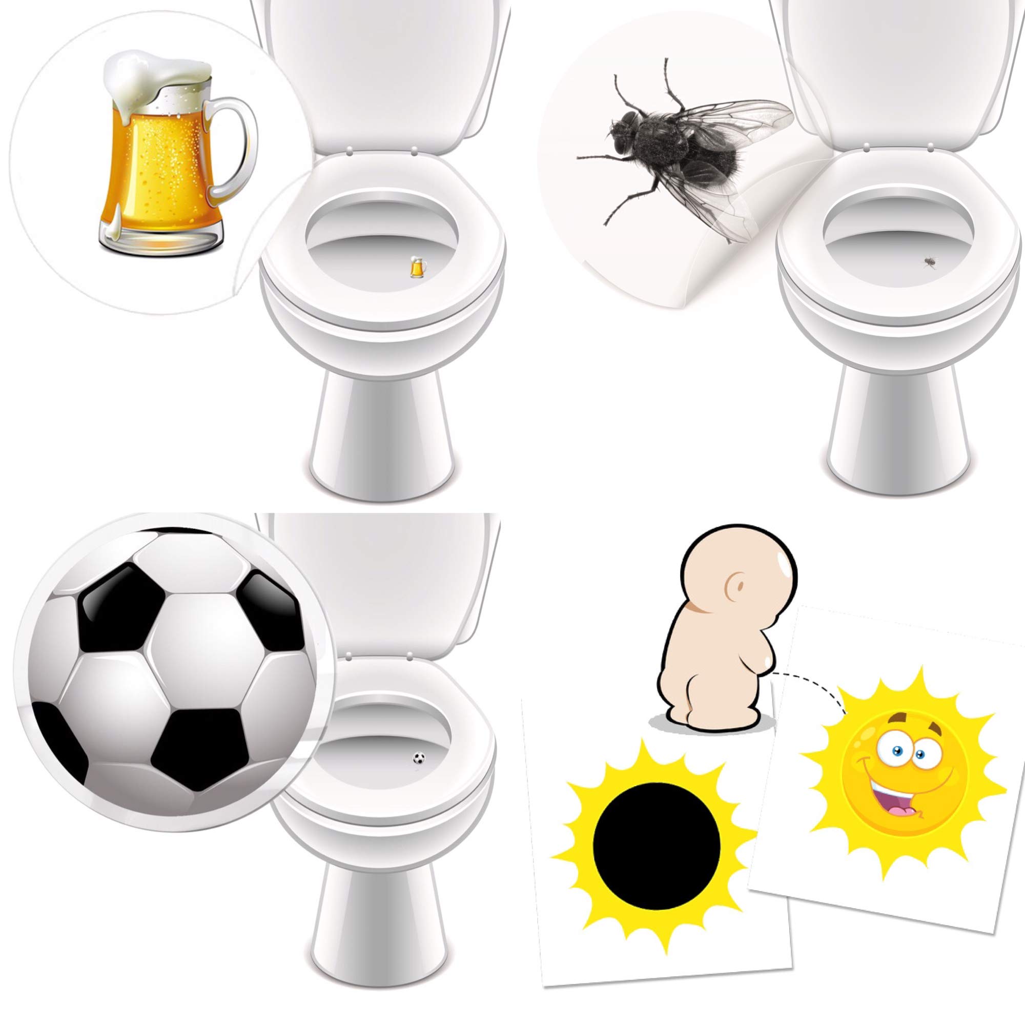 WC Aufkleber Set - 10 Stück Urinal Sticker Mit Zielscheibe Und Fußball Motiven Für Toiletten