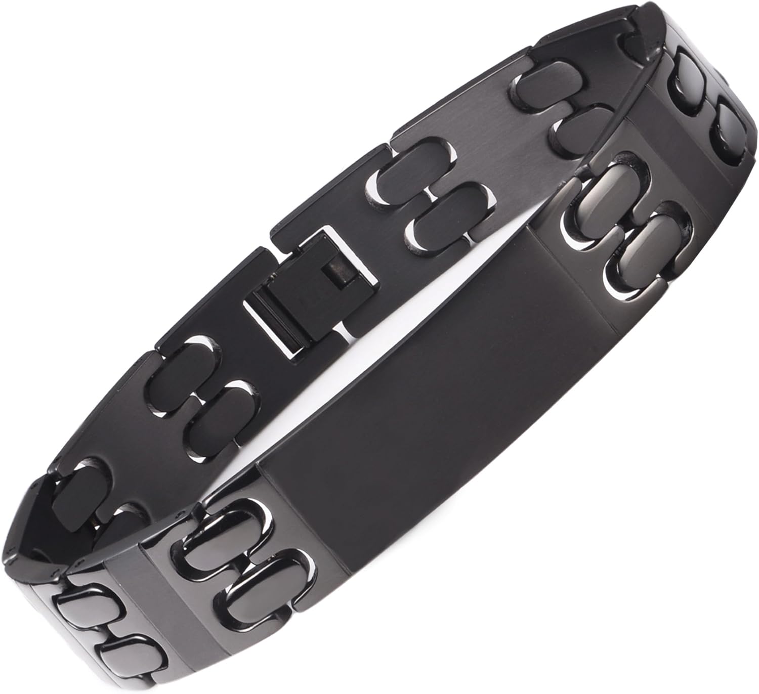 LinnaLove-Black Medical ID Bracelets for Men Inspirational Friendship Free Custom Engraved Bracelets to Boyfriend, Father, Brother