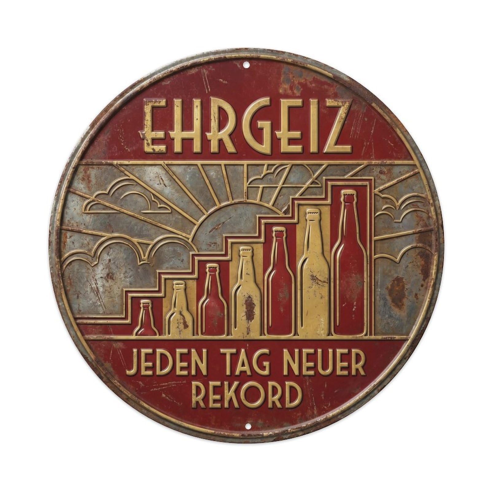 Vintage Bar Style Ehrgeiz Humorous Lounge Ambition Metal Tin Sign Plaque Wall Decor for Cafe, Club, Garden Round Metal Poster 8x8Inch