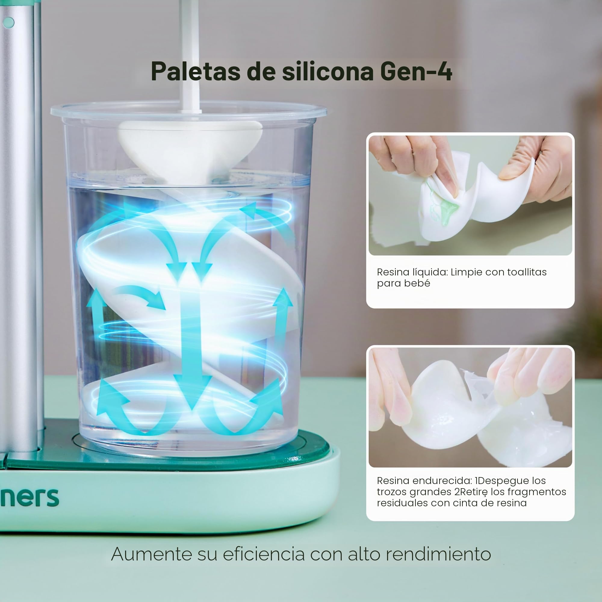 Resiners Mezclador de Resina Dual-Head, Mezclador de Epoxi Recargable, Velocidad Sin Escalas y Mínimas Burbujas, Palas de Silicona Eléctricas en Espiral para Mezcla de Resina, Silicona y Pintura