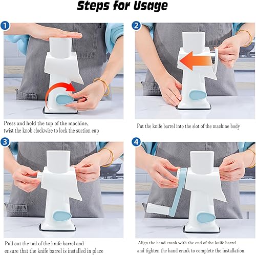Miniatura 4 de Rallador de queso con asa, rallador de queso giratorio manual multifuncional, triturador de queso, corta fácilmente zanahorias, papas, verduras y