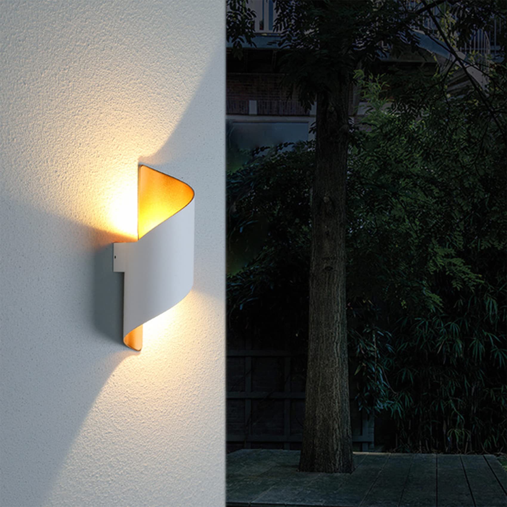 Applique da Parete LED Su e Giù IP65 per Interno ed Esterno, Bianco | Lampada da Esterno Alluminio 10W Impermeabile, per Soggiorno Camera da Letto Bagno Corridoio Scala Portico Terrazza Giardino