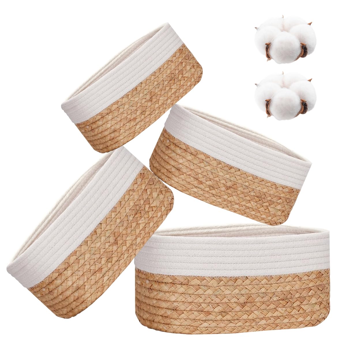 Juego de 4 cestas, cesta de almacenamiento, cestas de almacenamiento, cuarto de baño, organizador para cocina decorativa, baño, dormitorio