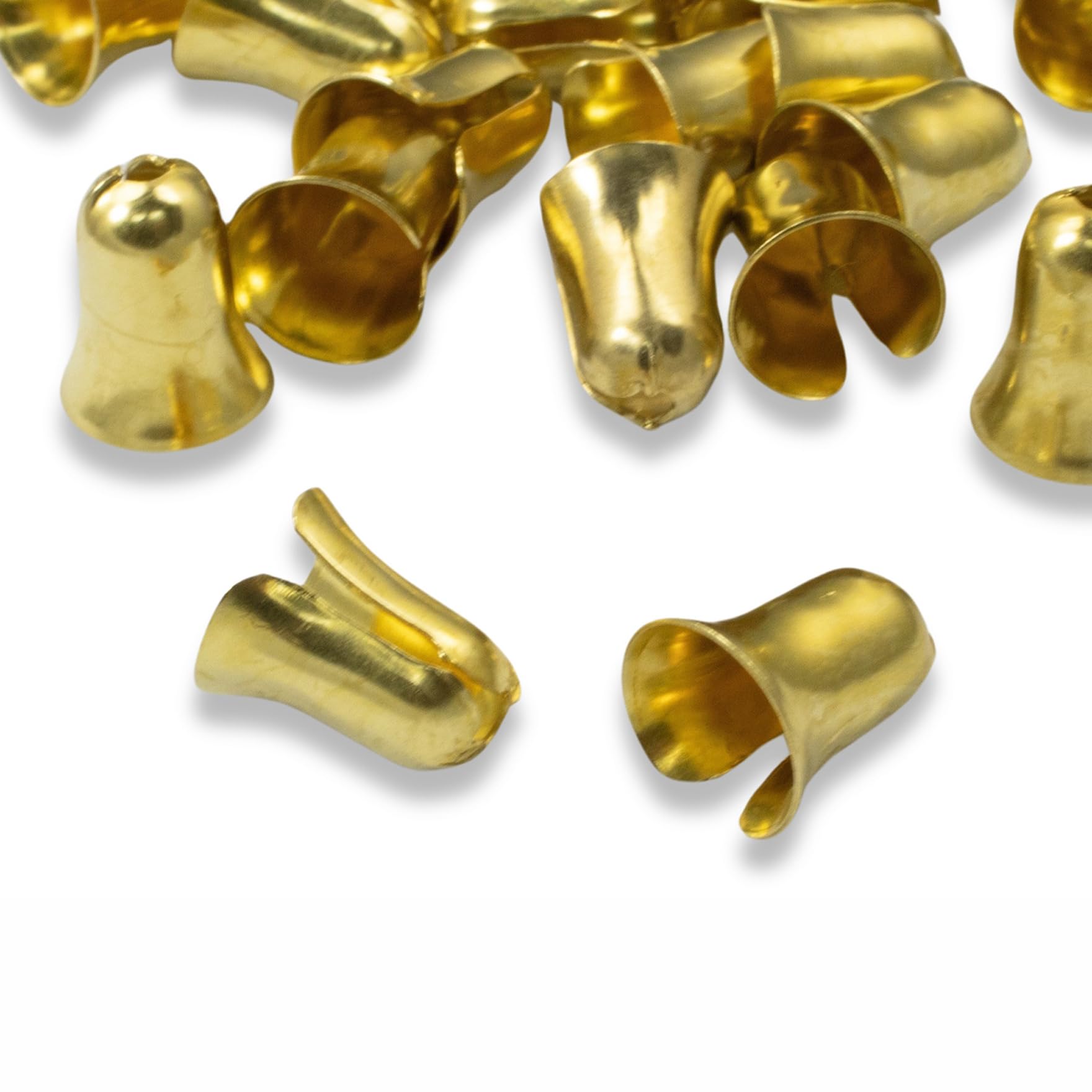 Brass Bell Pendants, Bright Gold Finish, Fits Number 6 Ball Chain, 20-Pack