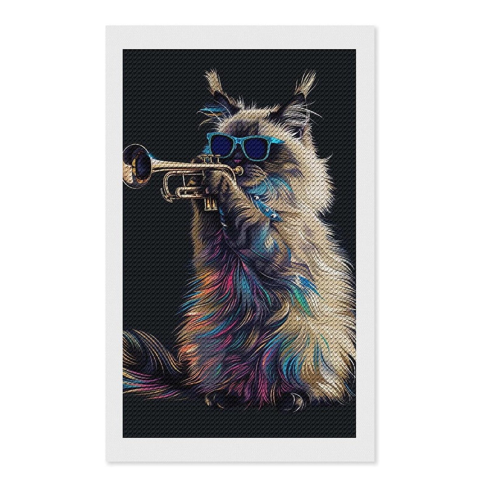 Junmoney Birman Trumpet Diamond Painting Canvas Set 12"x20", for Women, Pleasing Wall Art Project, Aesthetic Room Decor, Gift Idea