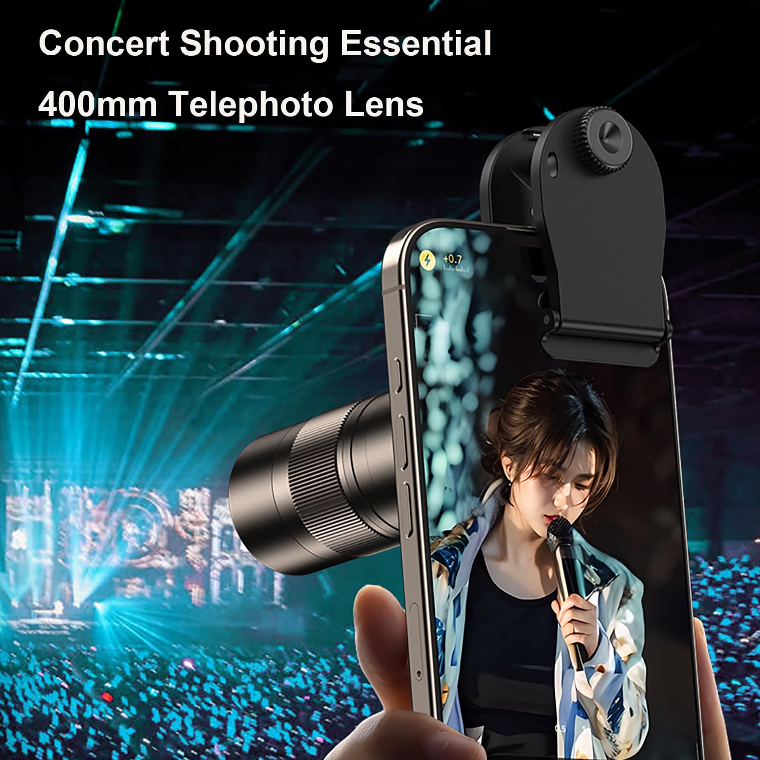 400-mm-Teleobjektiv für iPhone, Android-Handy-Kamera, HD-Handy-Teleskopobjektiv mit Universalclip, für Multi-Szenen-Fotografie wie Wildtiere, Sport, Konzerte, Blumen usw.