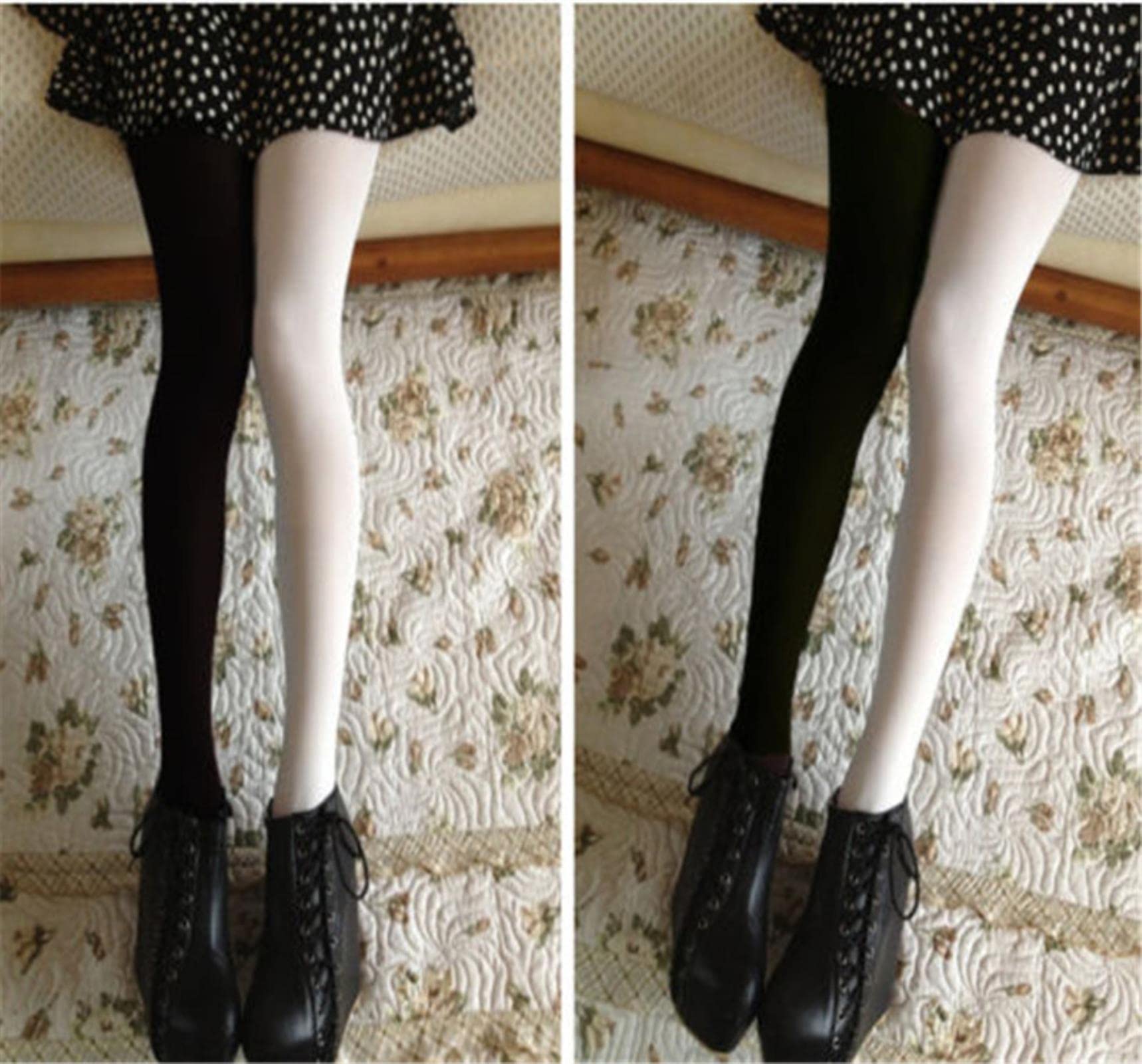 Calze Sexy da Donna Collant con Piedi Patchwork Collant Elasticizzati Calze di Seta Elastiche a Due Colori Gambe magre Collant Sexy (IA)