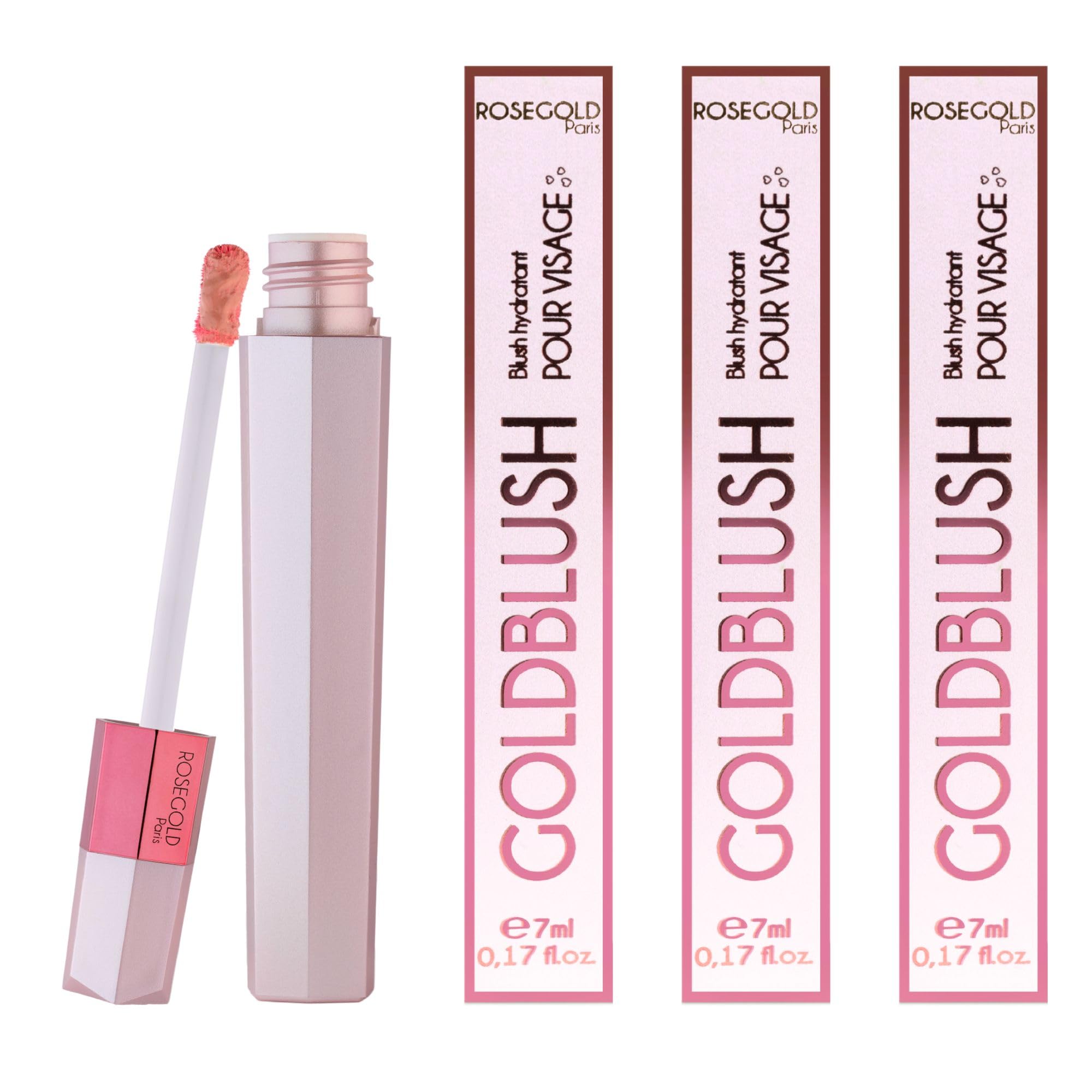 ROSEGOLD GOLDBLUSH Colorete Líquido Resalta Estructura Efecto Buena Cara Mejillas Resplandecientes - 100% Natural Made in France - Cruelty Free - Vegano - 3 Meses