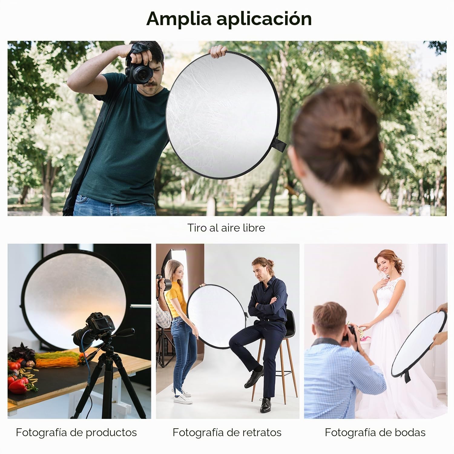 K&F CONCEPT Reflector de Luz 5 en 1 Difusor de Fotografía de 32"(80cm) Colapsable Portátil para Iluminación de Estudio y Exterior Oro Plata Blanco Negro Translúcido