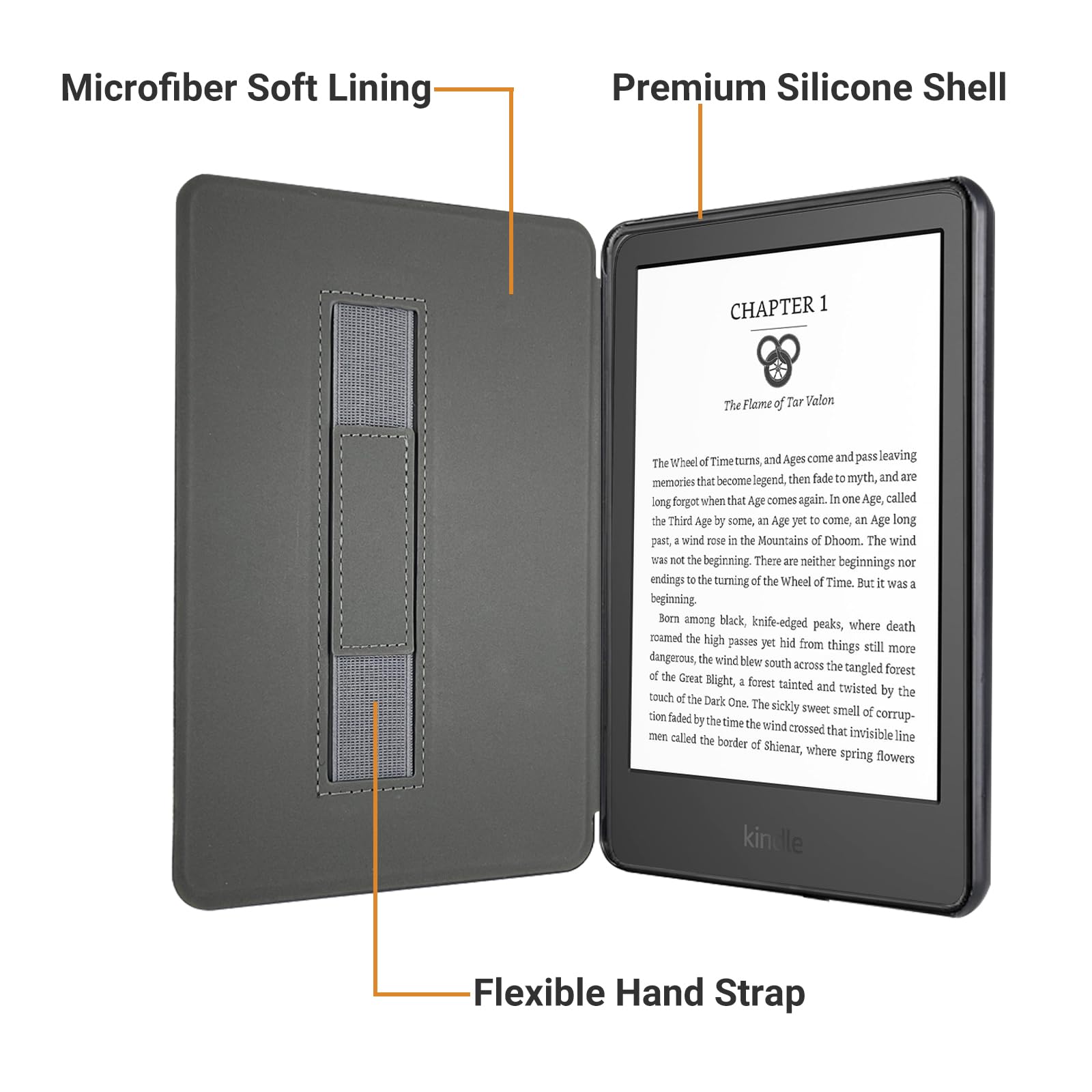 Schutzhülle für alle Kindle 15,2 cm (6 Zoll) Kindle 2024 und 2022 (11. Generation), niedlich, schlank, leicht, mit Handschlaufe, PU-Leder mit grünem Blumenmalerei-Design, William Morris