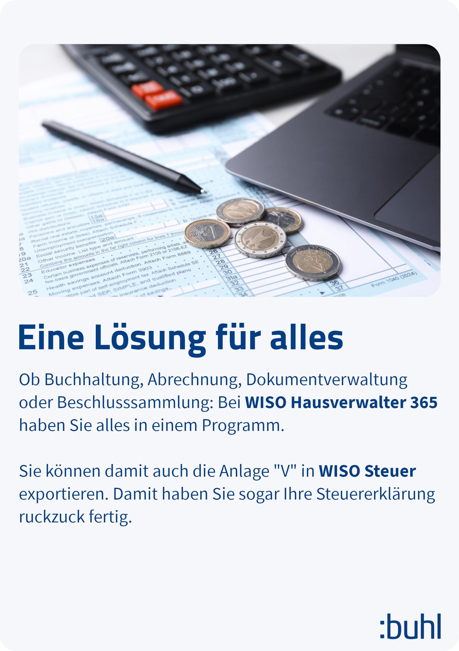 WISO Hausverwalter 365 Start| Aktuelle Version | Mieter & WEG korrekt abrechnen | inkl. Heizkosten | Viele Assistenten zur Verwaltung und Auswertung | Start: Bis zu 10 Wohneinheiten | Windows Download