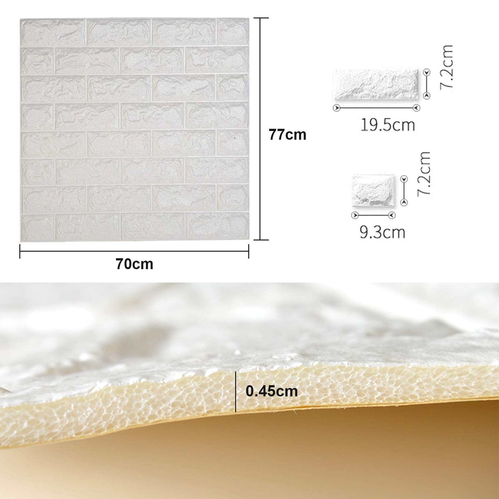 10 sztuk tapety 3D cegły biały 70 x 77 cm panele ścienne nowoczesne wodoodporne PE pianki ścienne dekoracyjne panel do kuchni łazienka salon salon salon TV tło