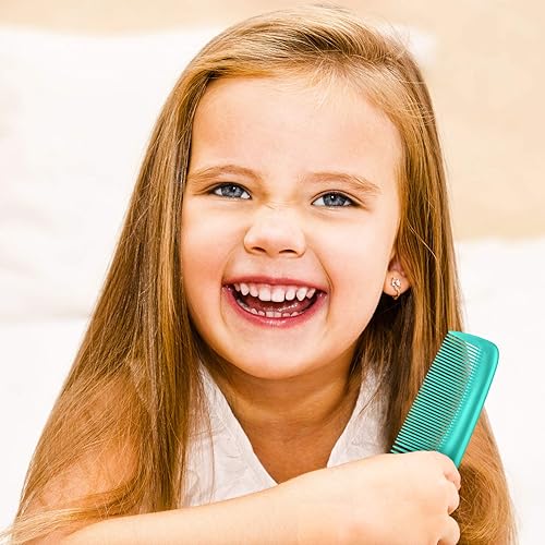 Miniatura 6 de Leinuosen Juego de 12 peines para el cabello, peine de plástico con bolsillo para dientes finos para mujeres y hombres, Peines para Cabello (azul