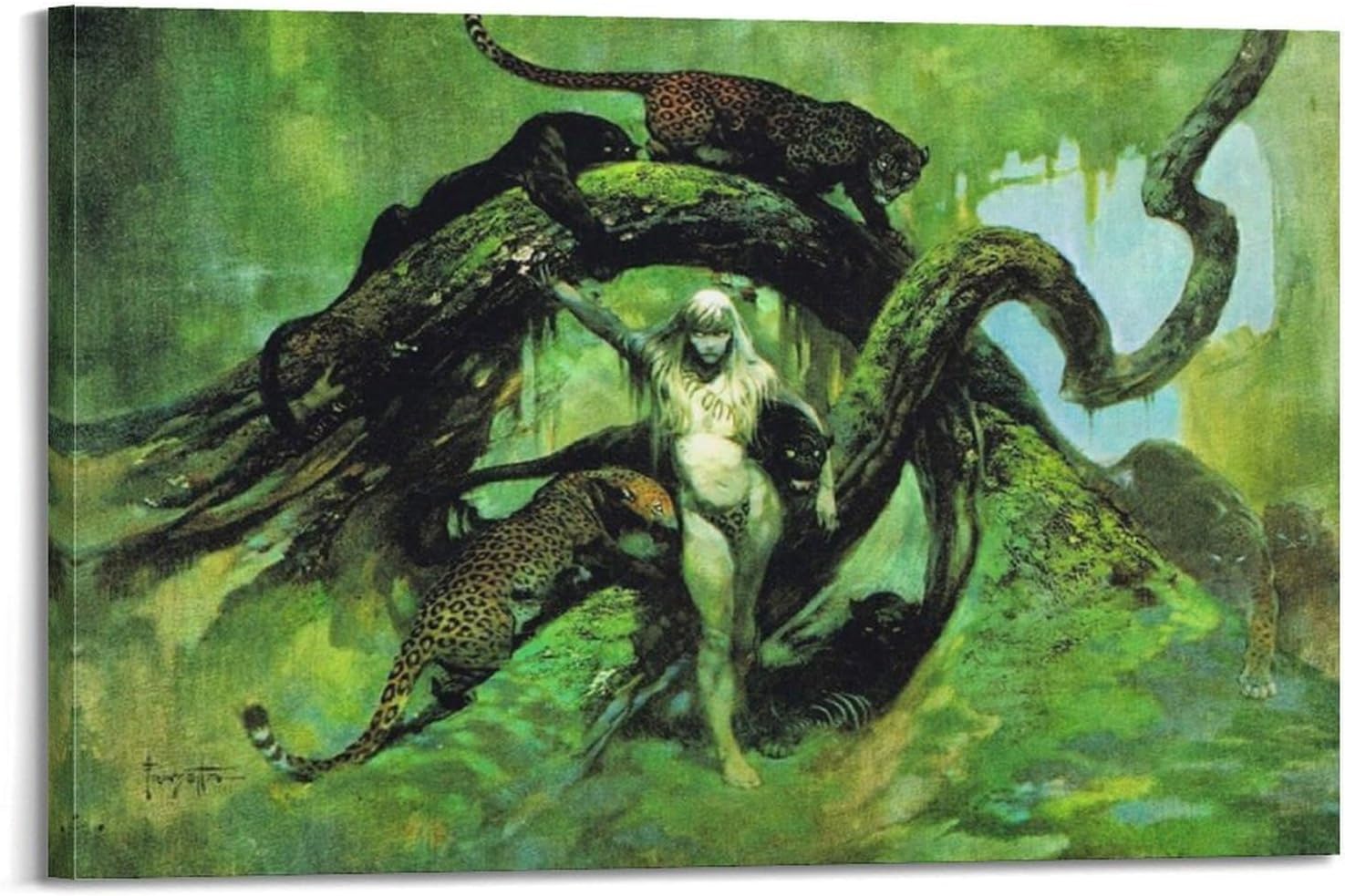 Frank Frazetta Famous Work Poster Cat Girl Home Decor Wall Art Hanging Picture Print Bedroom Decorative Paintings Room Aesthetic 16x24inch(40x60cm)