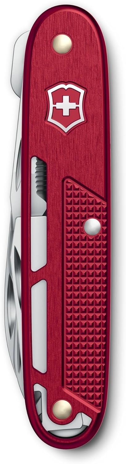 Victorinox Synergy X Alox Swiss Army Knife 10 Functions with Scissors and Carry Clip, Red