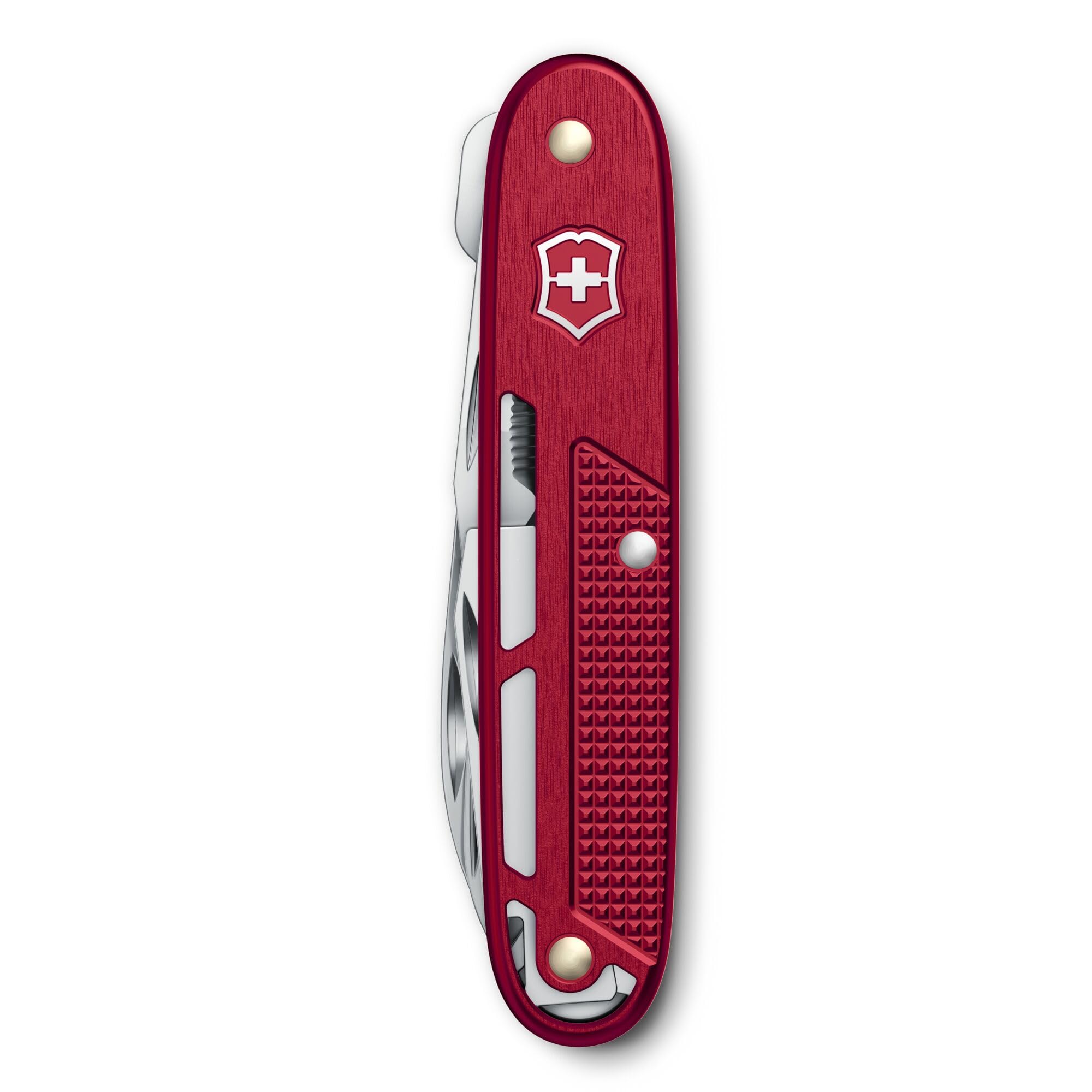 Victorinox Synergy X Alox Navaja Suiza – Navaja Multiuso, Multiherramienta de Acero Inoxidable para Trabajo, Uso Diario y Outdoor con Tijeras y Clip, Roja