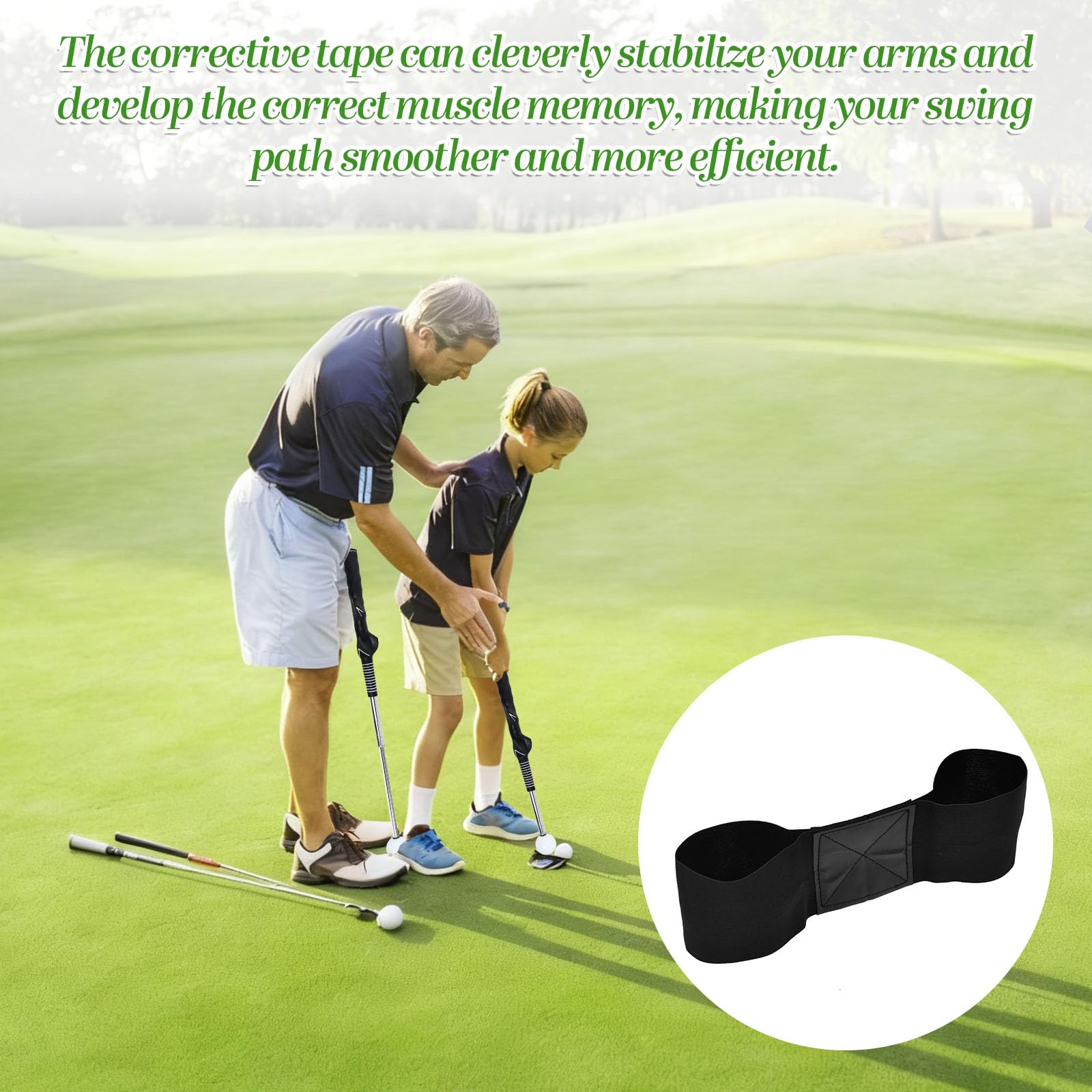 Bastoni Telescopici da Golf, Allenatore Telescopico Swing del Golf Asta Allenamento Golf Telescopico Inossidabile Bastone Golf con Fascia Elasticizzata e Pinza per Pallina da Golf