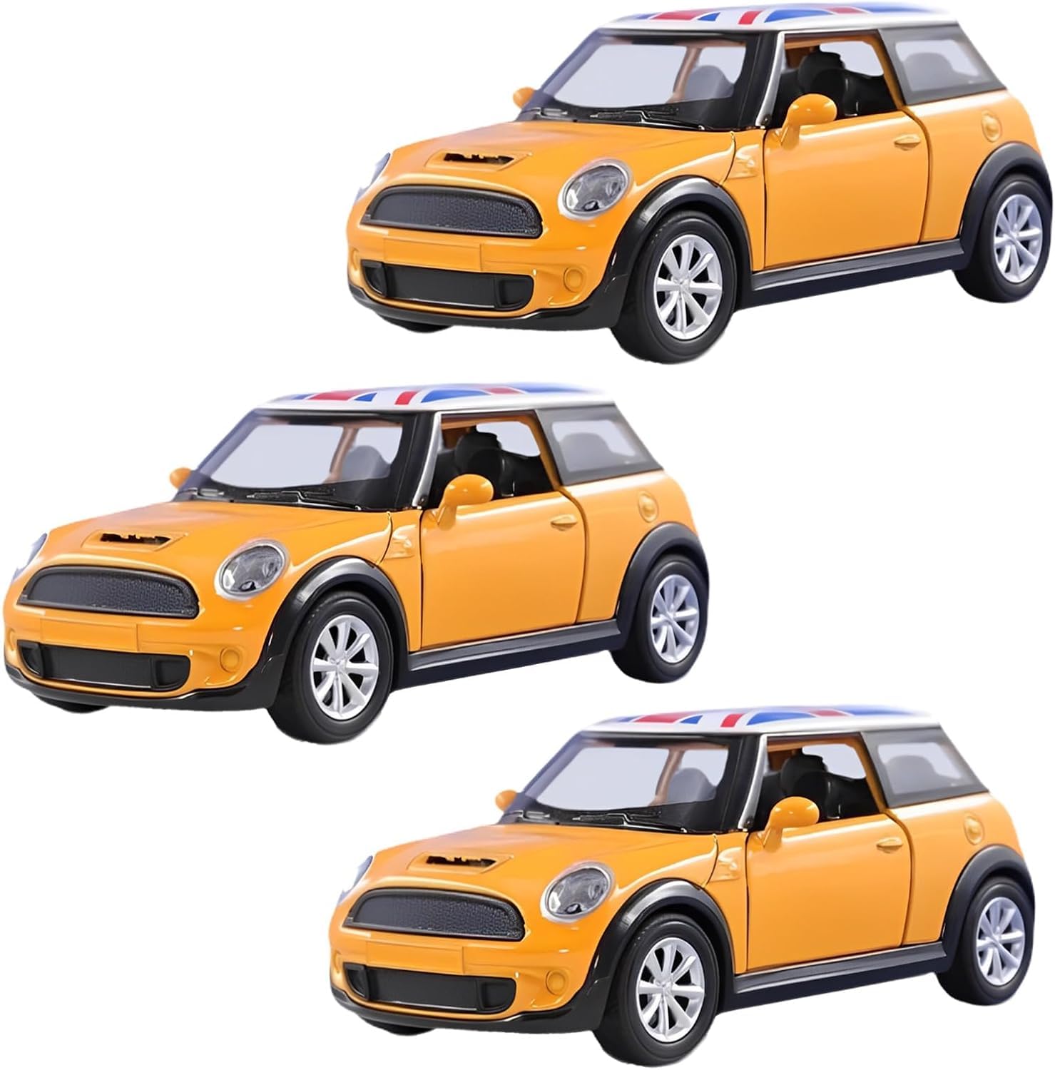 YSAMAX Mini Copper Car, Alloy Die-Cast Mini Sports Car 1:22, Perfect For Display Or Play, Sleek And Stylish, Iconic Detailing, Precision Perfection, Gift Choice, YELLOW (3 PCS)