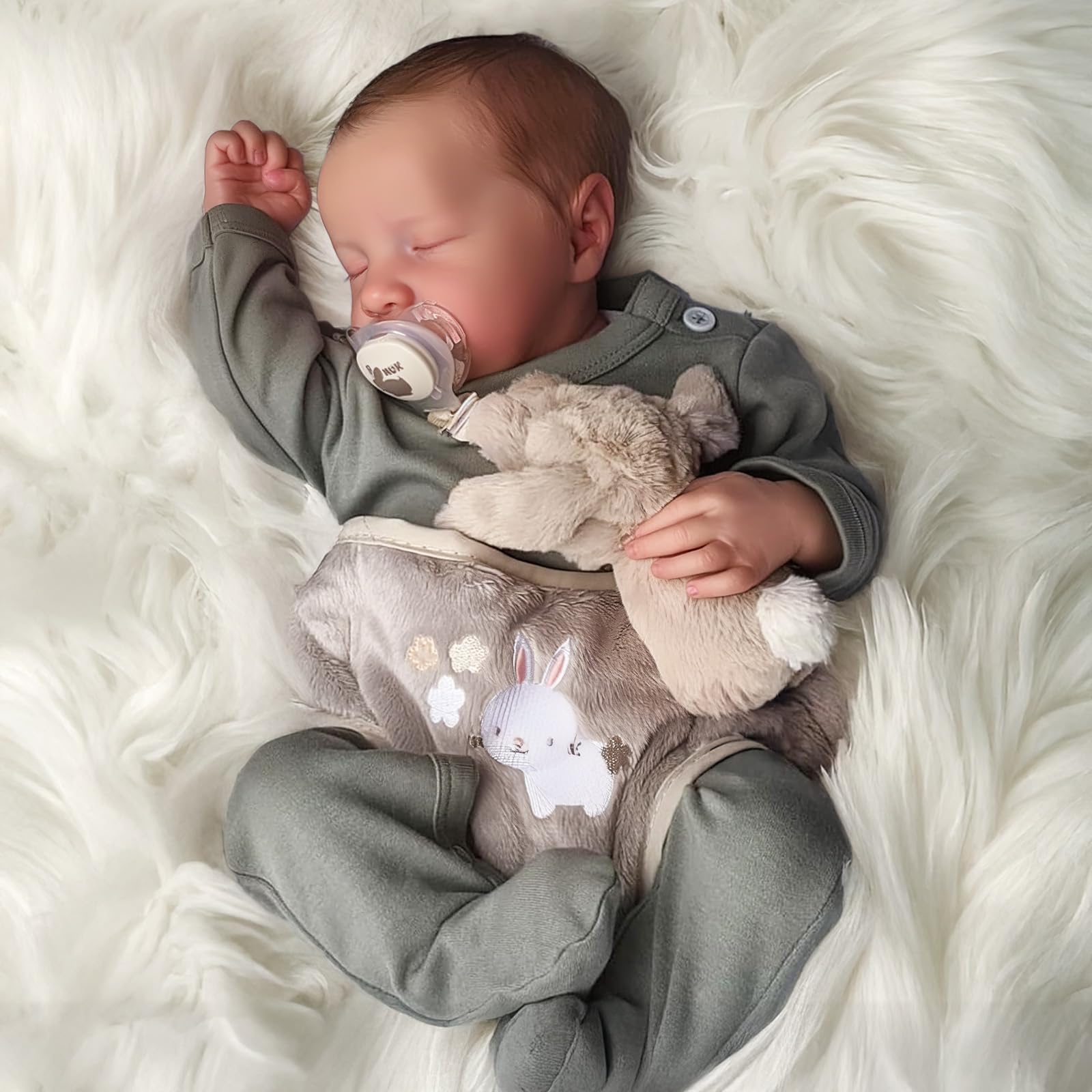 JIZHI 17 Inch Rebornbaby Dolls Soft Cloth Body Realistic Newborn Baby Dolls Real Life Baby Dolls with Feeding Kit Accessories for Kids or Collection