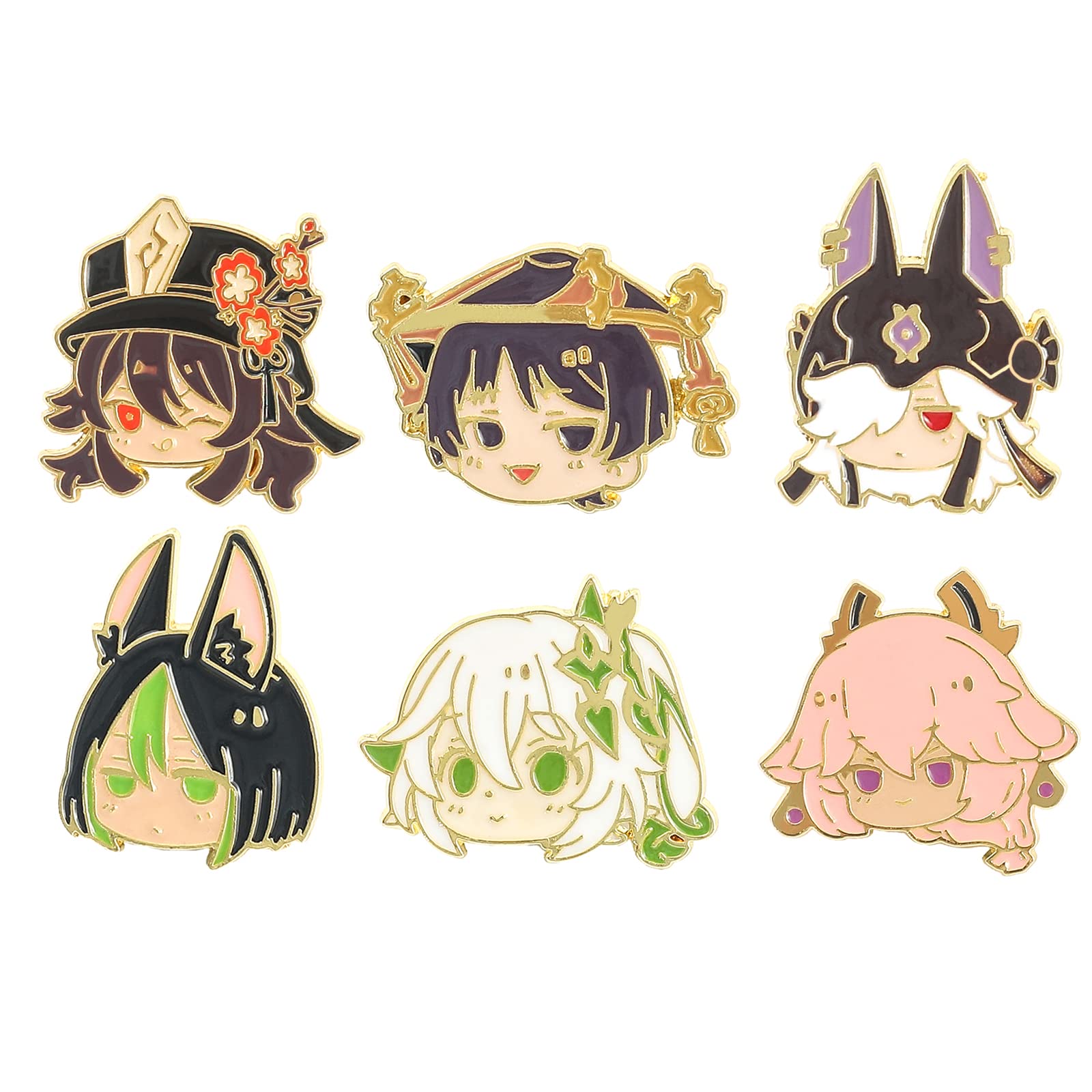 feimeng jewelry 6Pcs Game Figure Enamel Pins Set, Kawaii Character Brooches Metal Lapel Badges, Accessories Jewelry Gifts for Game Fans Game Pins B