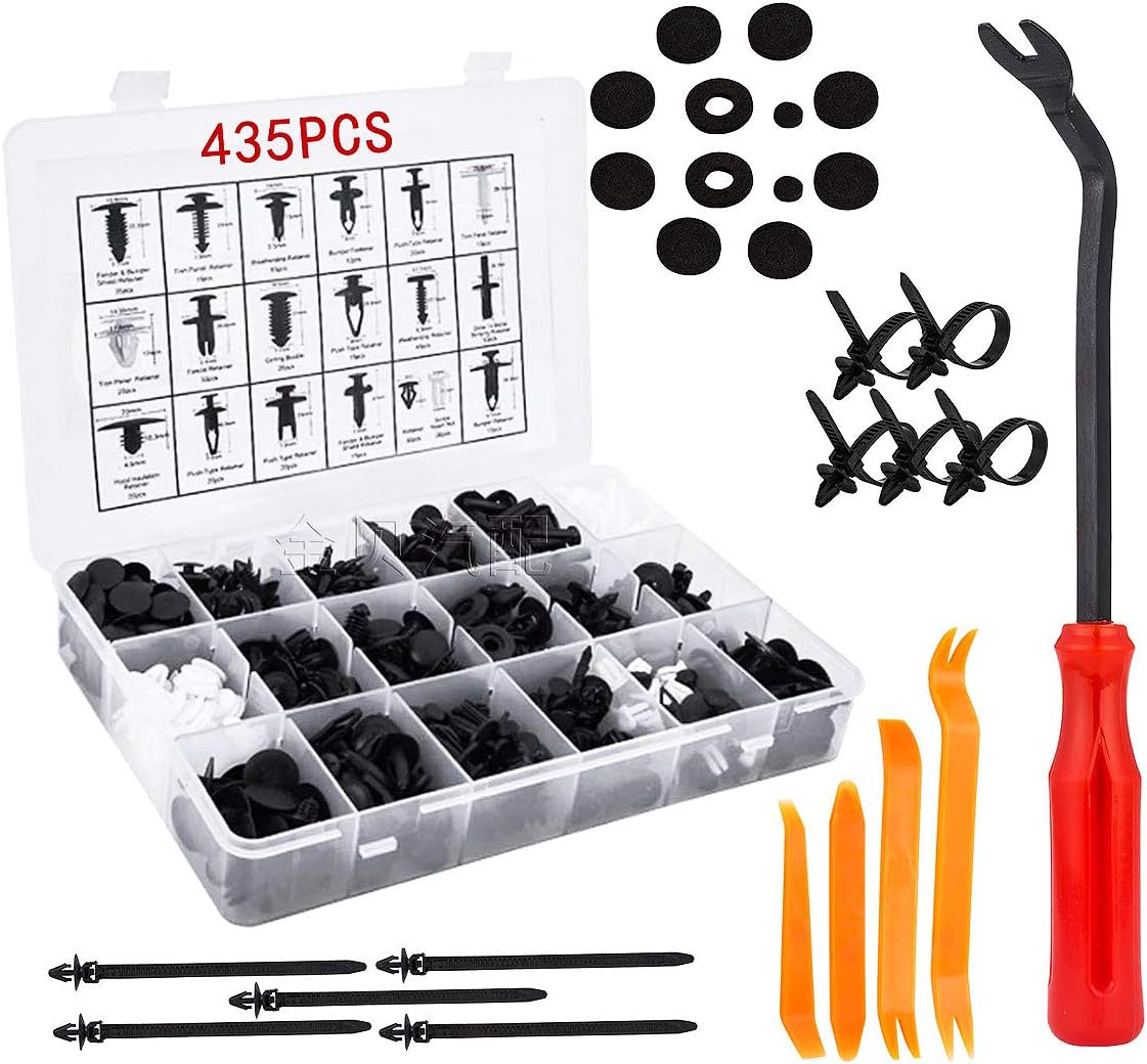 Car Retainer Clips Plastic Fasteners Kit 435 Pcs Nylon Clips Trim Clips Push Retainers Plastic Rivet Panel Body Interior Assortment Set