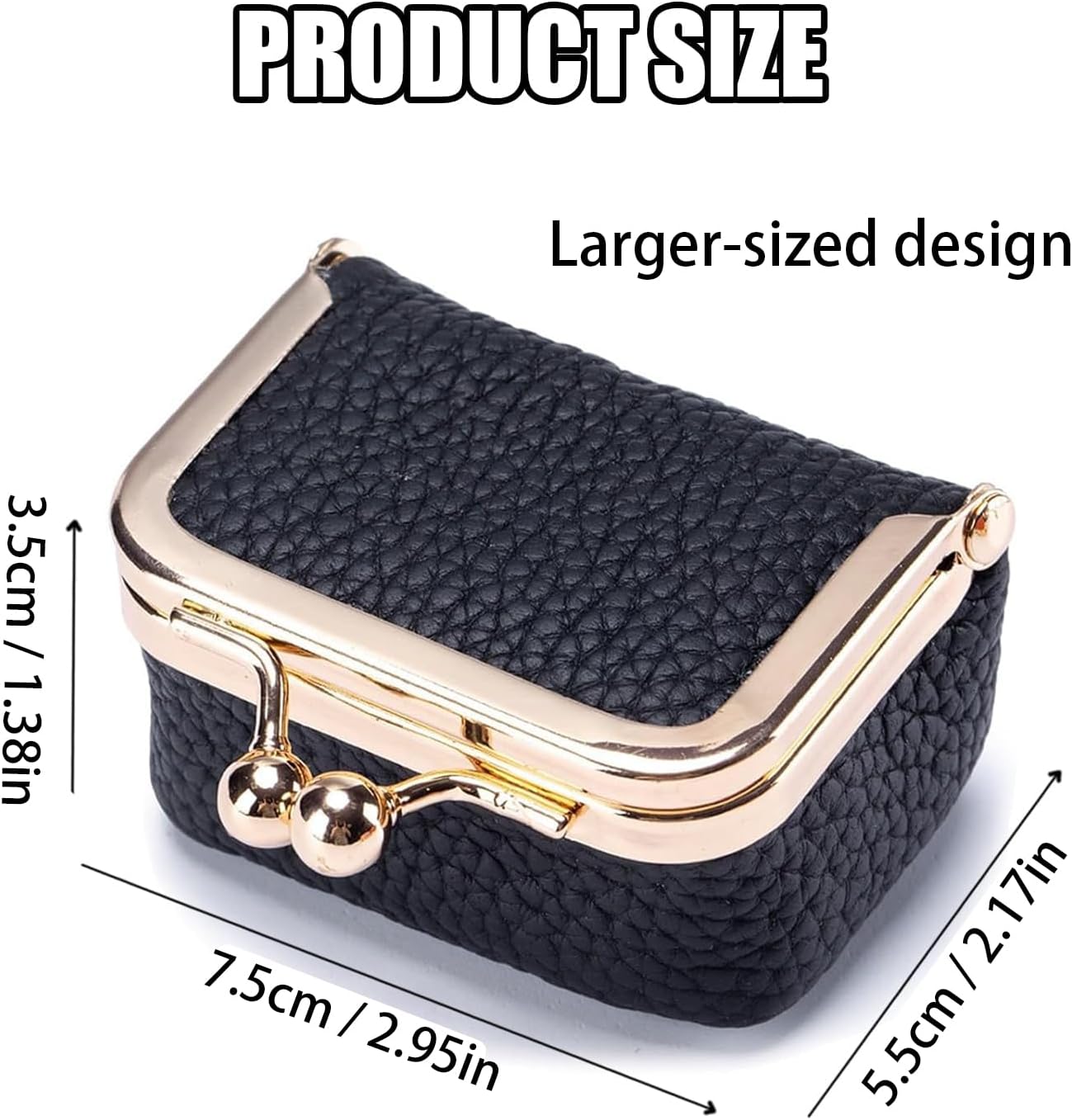 Genuine Leather Mini Jewelry Box & Coin Purse for Women, Travel Jewelry Case with Kiss Lock, Holds Earrings, Rings, Necklace, Bracelet, Coins (Pink-L 2.95in) image 2