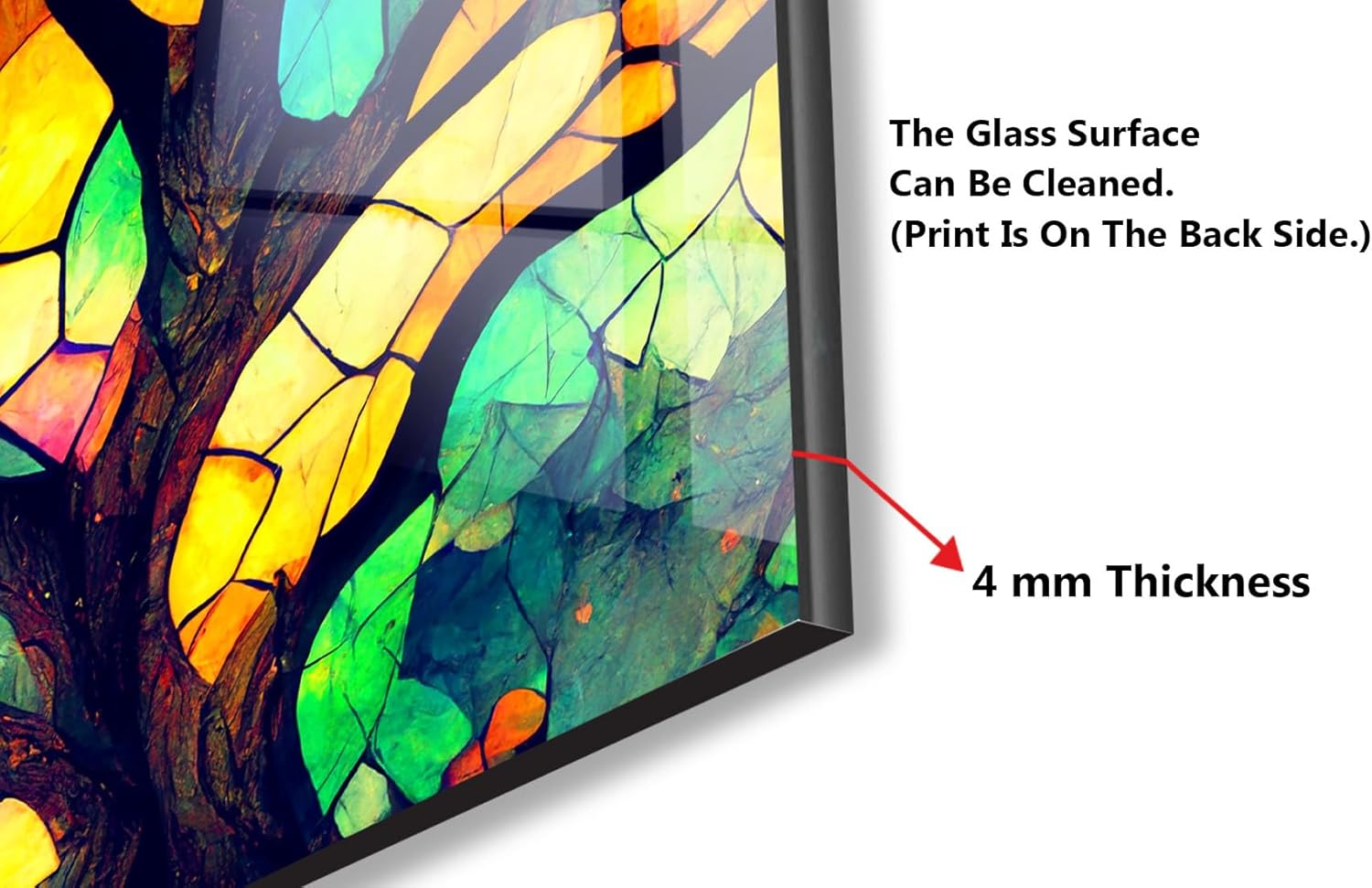 Myphotostation.com 23.5Wx12H''Tempered Glass Backsplash Design Cooker Wall Backsplash Panel Glass Splashback for Kitchen Panel Design Stained Life of Tree Splashback