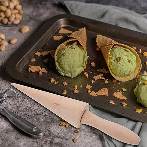 Miniatura 9 de Kichvoe Huggers Waffle Cone Roller Cream Horn Forms Wood Ice Cream Cone Mold DIY Egg Roll Mold Pizzelle Roller Krumkake Herramienta de pastelería