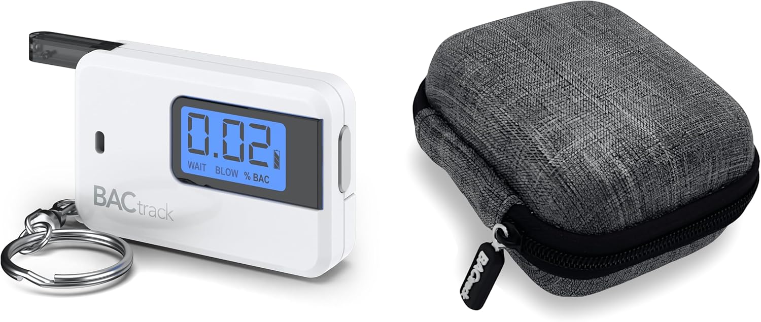 BACtrack Go Keychain Breathalyzer (White) and Carrying Case Bundle
