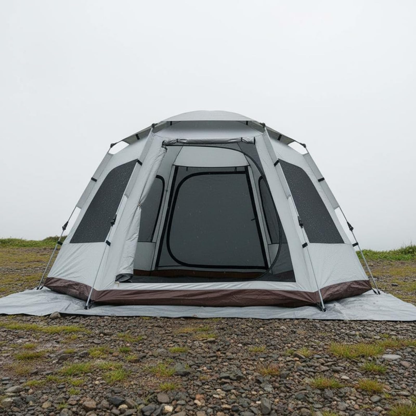 kowaku Tenda Campeggio Esagonale Tenda Outdoor Rifugio Padiglione Riparo Pieghevole Leggera 5 Kg Tessuto Oxford Antipioggia in