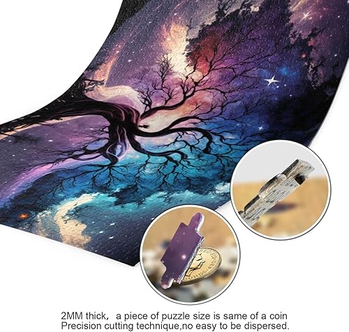 Miniatura 3 de Rompecabezas de galaxia y árbol, material compuesto de madera de papel, con bolsa de almacenamiento e imagen de referencia, fácil de resolver,